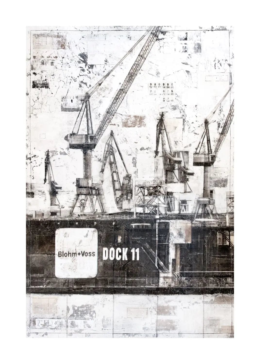 Hochwertiger Hamburg Dock 11 Poster von Cosman-Photocollection, weißer Rand, A4-Größe, urbanes Stadtbild, fotorealistischer Druck