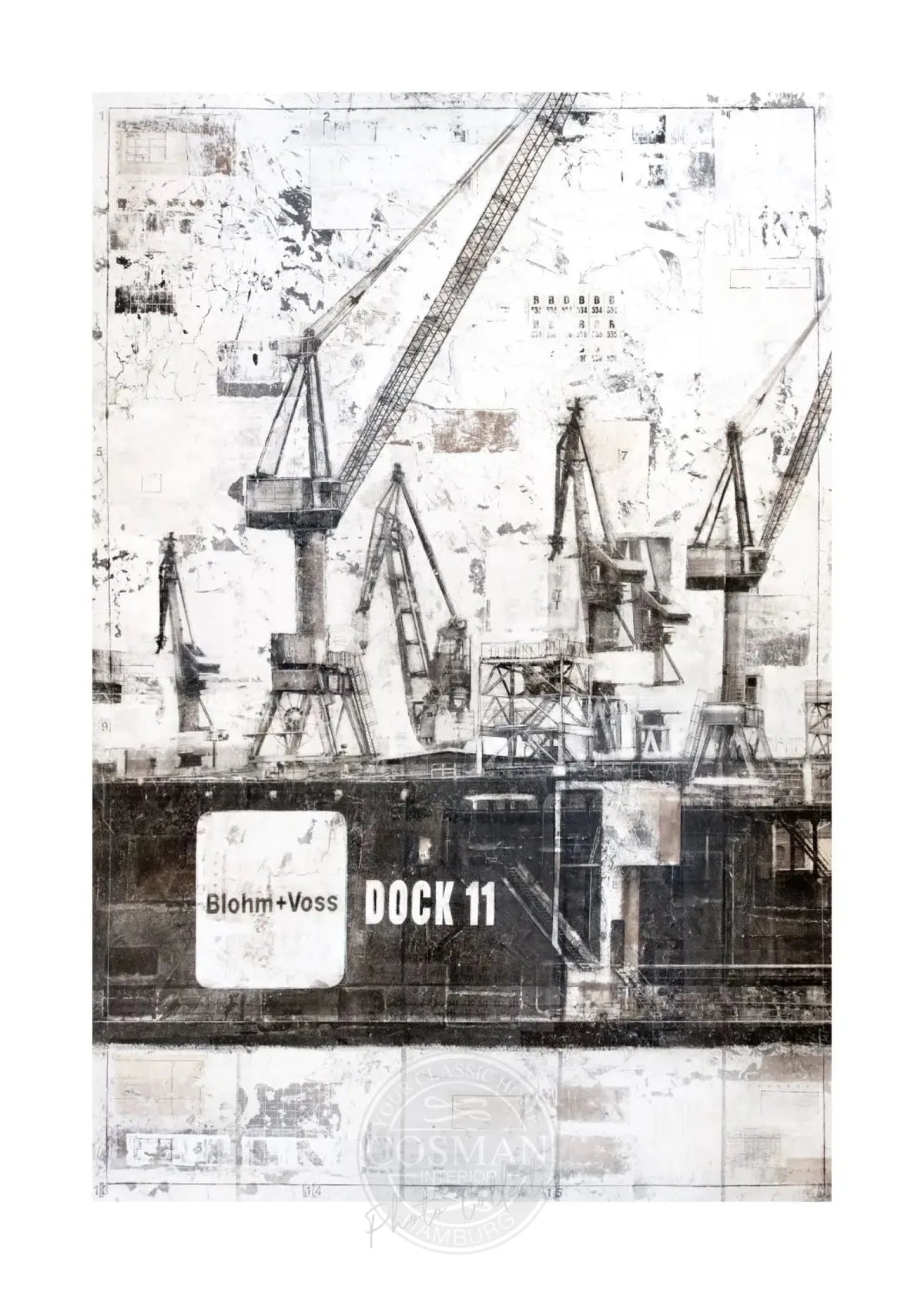 Hochwertiger Hamburg Dock 11 Poster von Cosman-Photocollection, weißer Rand, A4-Größe, urbanes Stadtbild, fotorealistischer Druck