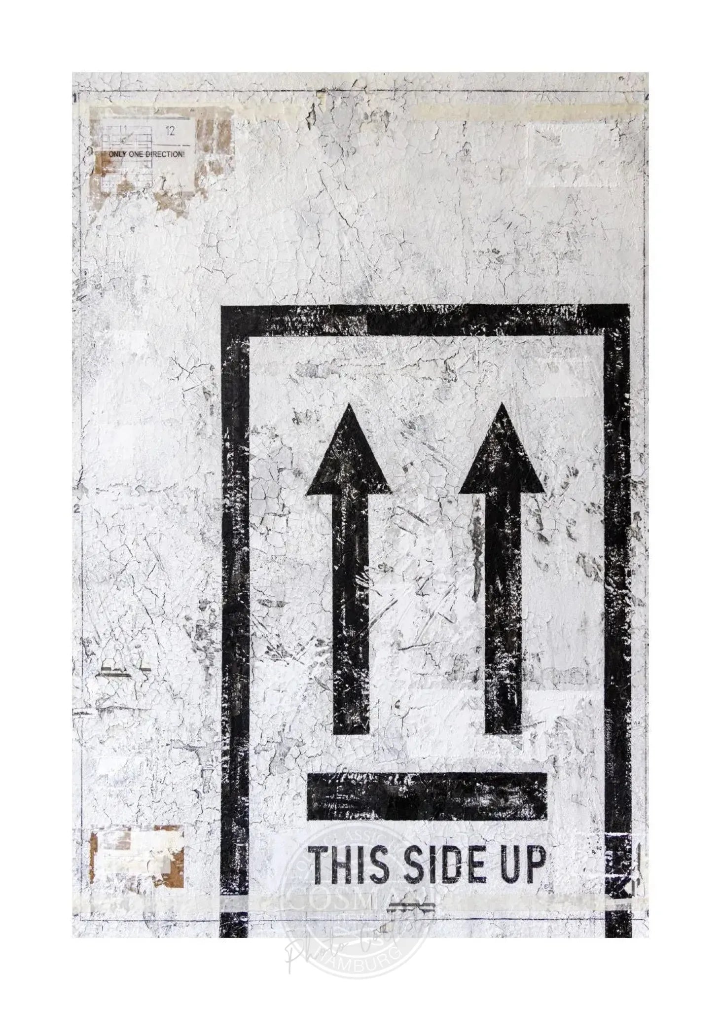 Acryl-Poster von Cosman-Photocollection mit weißem Rand, Druckkunst ’THIS SIDE UP’, A4-Größe 21x29,7 cm, modernes Design