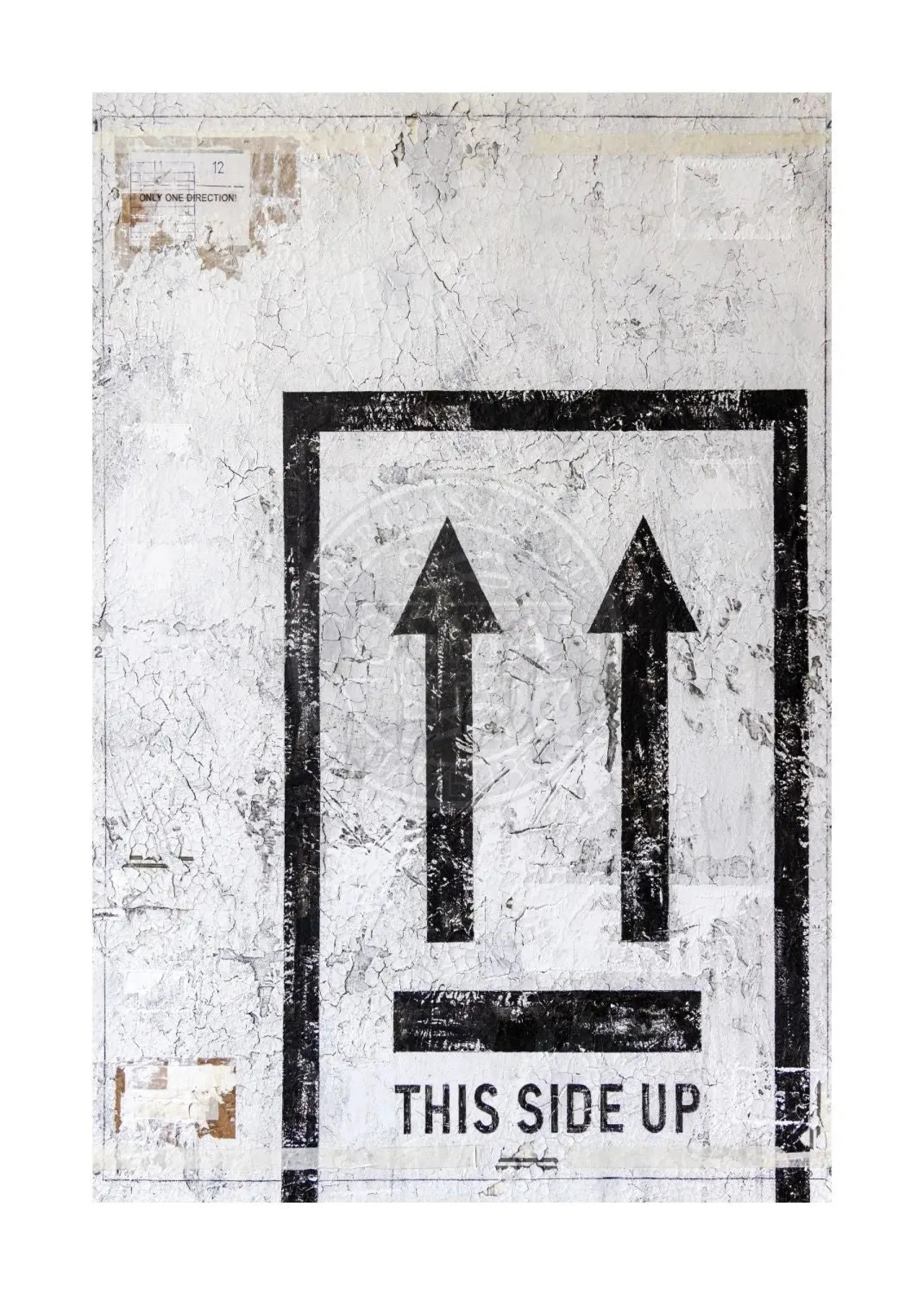 Acryl-Poster von Cosman-Photocollection mit weißem Rand, Druckkunst ’THIS SIDE UP’, A4-Größe 21x29,7 cm, modernes Design