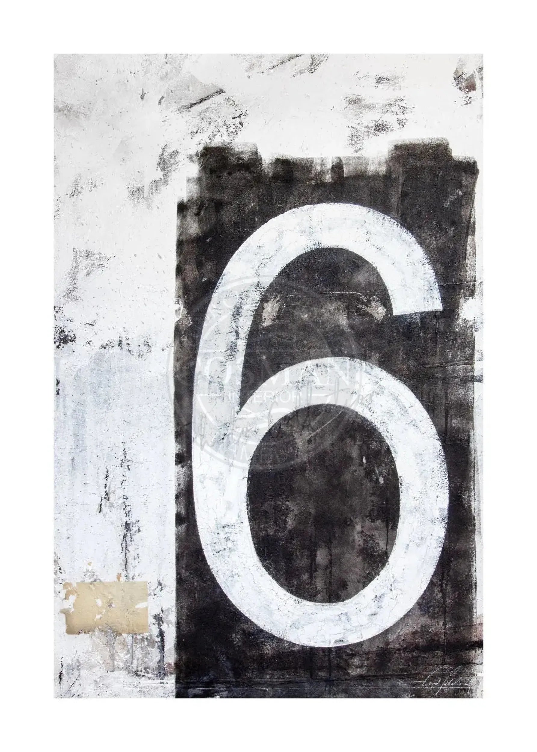 Poster von Cosman-Photocollection mit weißem Rand, Kunstdruck "Zahl sechs", A4-Größe, 21x29,7 cm