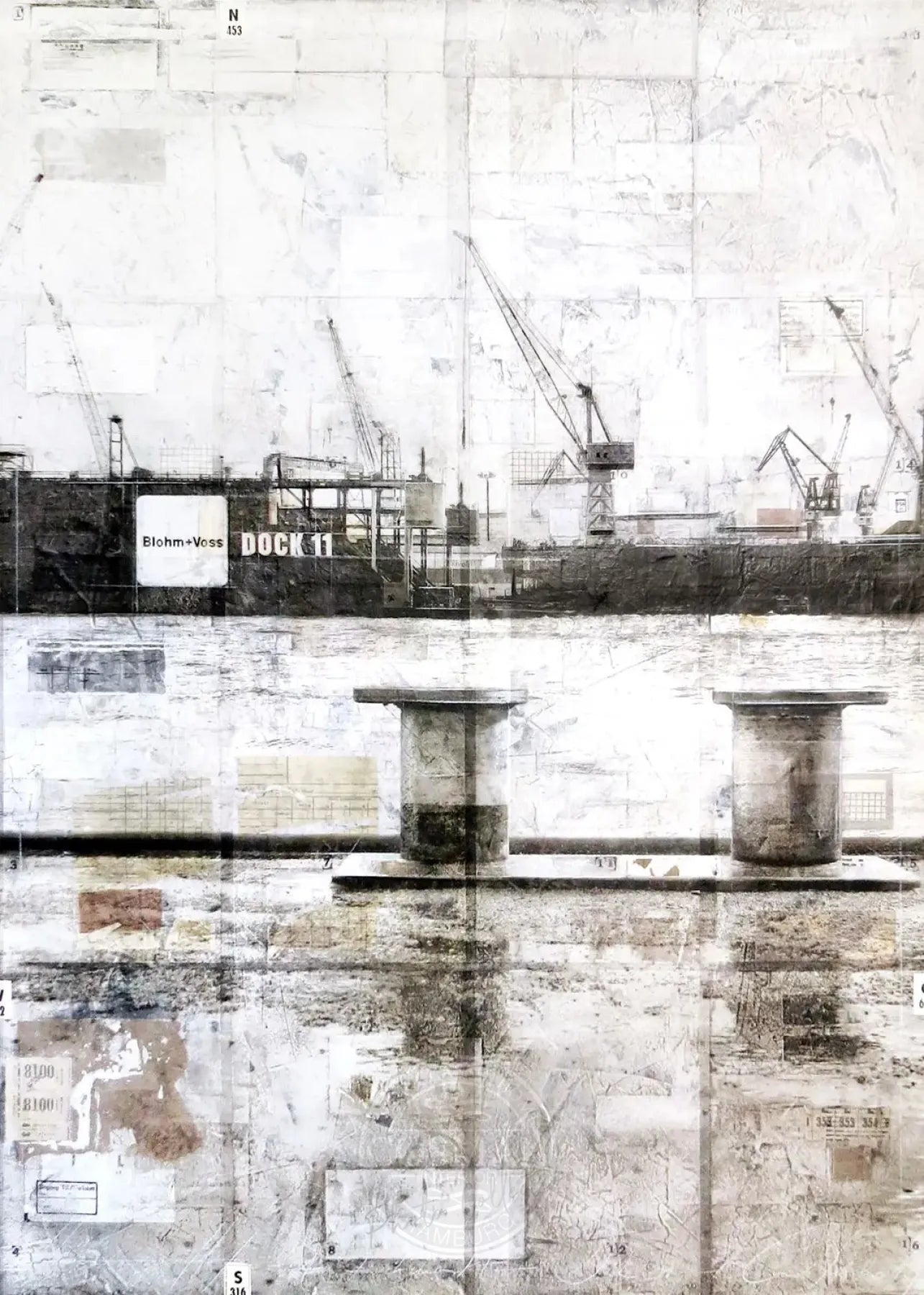 Hafen Hamburg Poster von Cosman-Photocollection, A4 Druck mit weißen Rand, maritimes Hafenbild, urbanes Stadtbild, Wanddekor