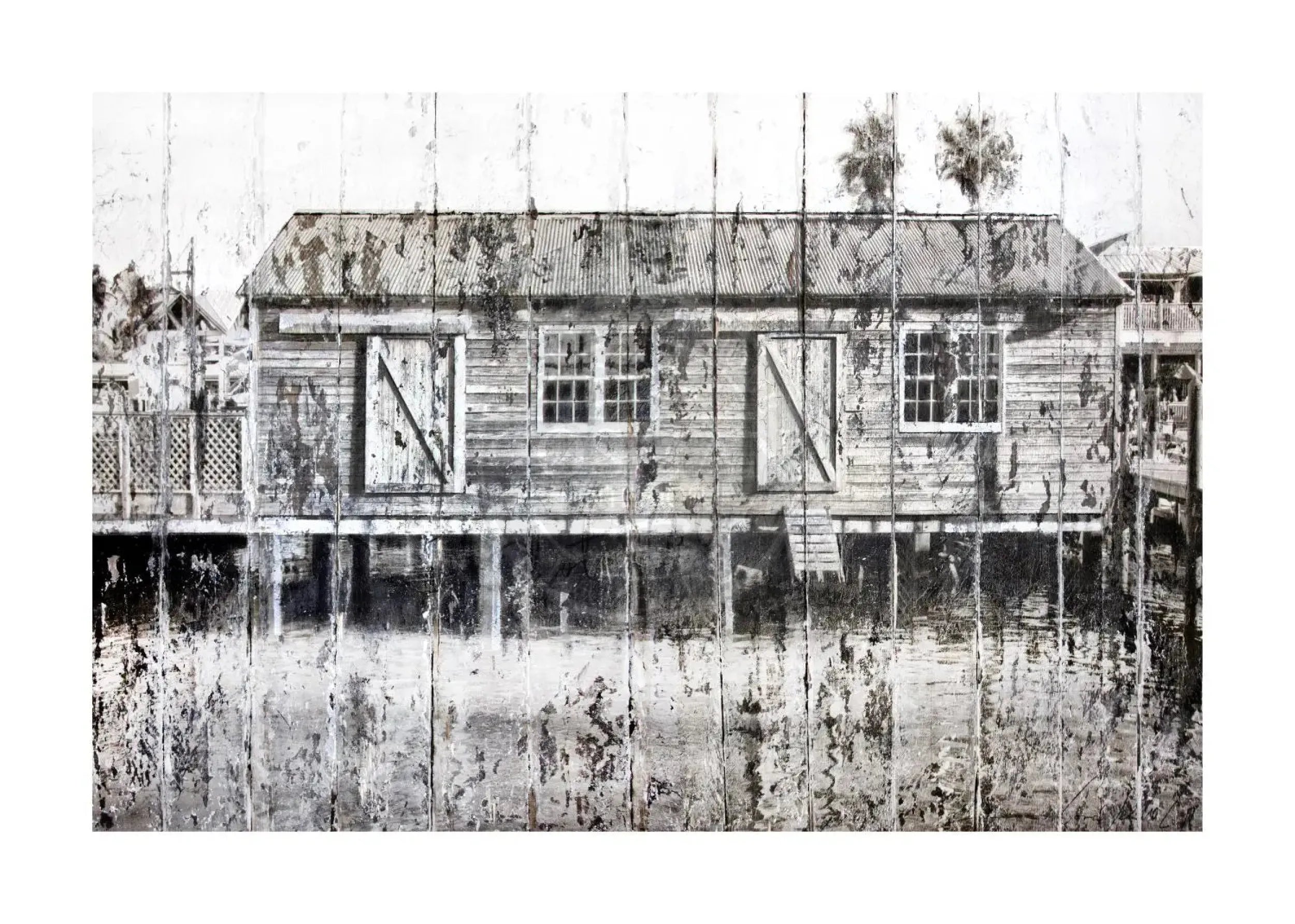Häuserhaus-Poster von Cosman-Photocollection, weißer Rand, 29,7 x 21 cm, Druck eines Bootshauses in Key West