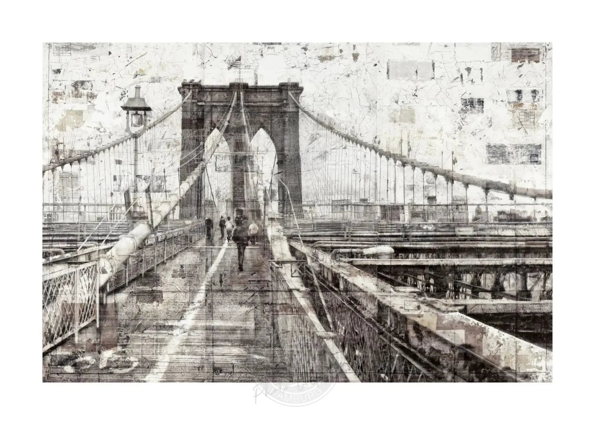 Hochwertiges Poster des Brooklyn Bridge von Cosman-Photocollection mit weißem Rand, 29,7x21 cm, A4 Druck, Wanddekoration