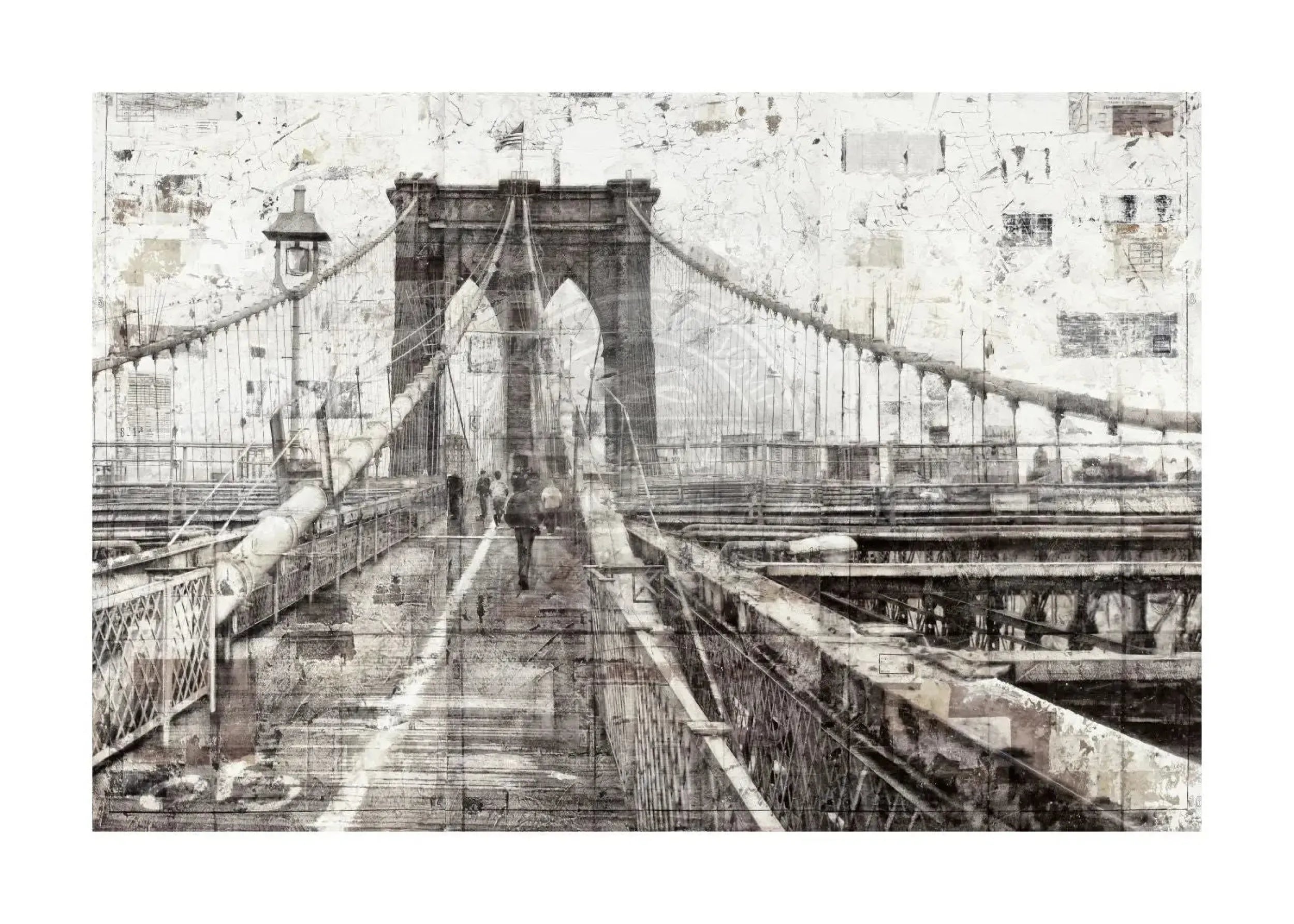 Hochwertiges Poster des Brooklyn Bridge von Cosman-Photocollection mit weißem Rand, 29,7x21 cm, A4 Druck, Wanddekoration