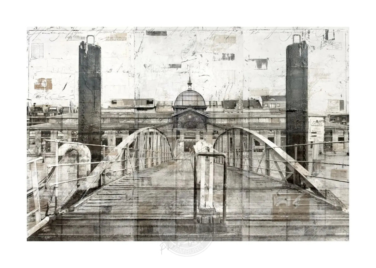 Hochwertiges Poster der Fischauktionshalle Hamburg von Cosman-Photocollection, A4-Format mit weißem Rand, detaillierter Druck