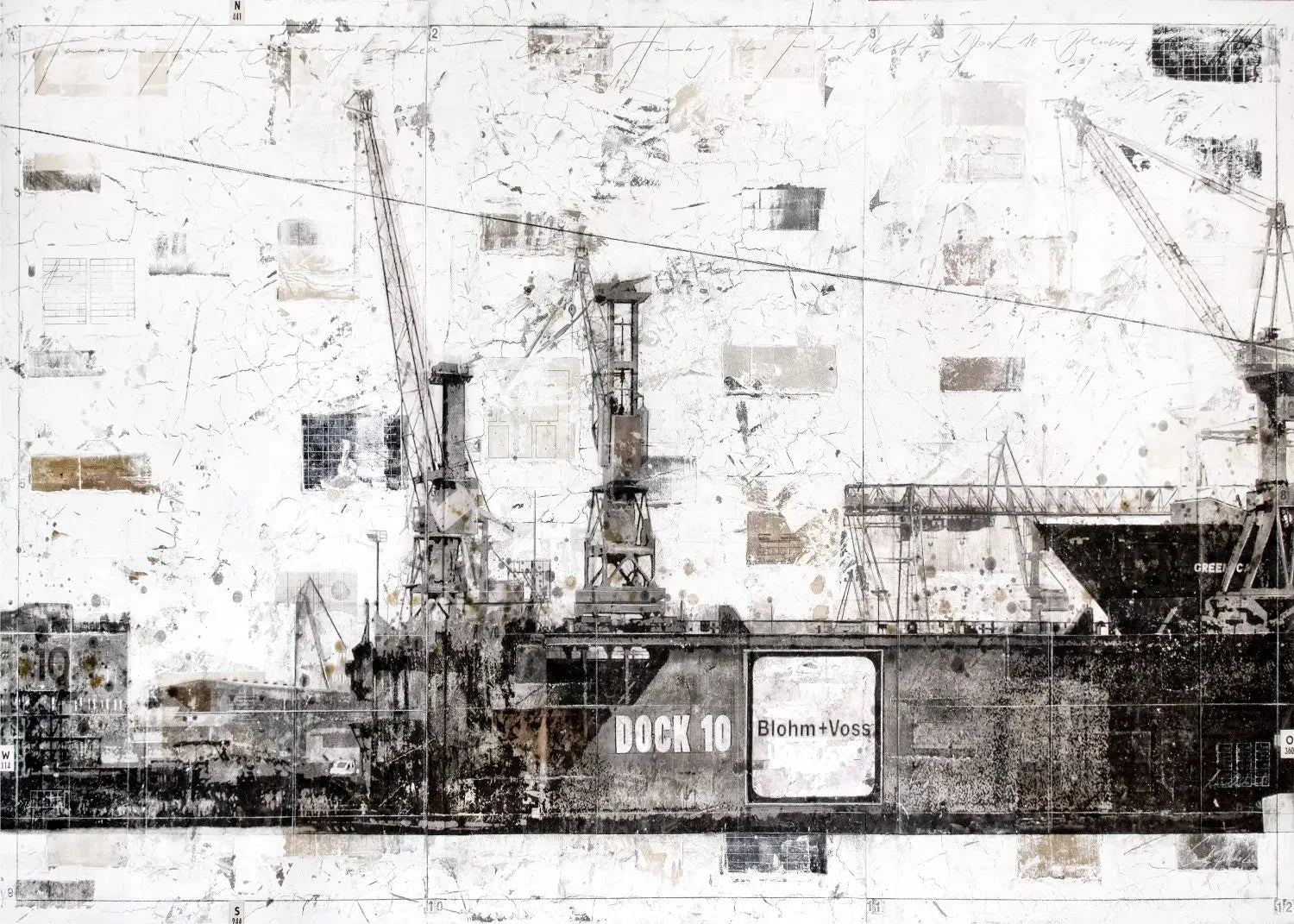 Hochwertiges Hamburg Dock 10 Poster von Cosman-Photocollection mit weißem Rand, A4-Format, detailreiche Stadtansicht