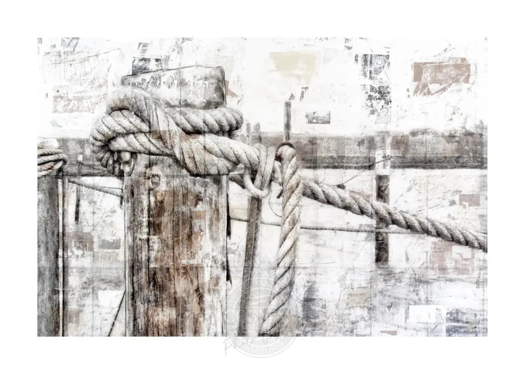 Poster Druck ’Poller’ Sylt von Cosman-Photocollection, weißer Rand, A4-Größe 29,7x21 cm, detailreiche Strand- und Pollerszene
