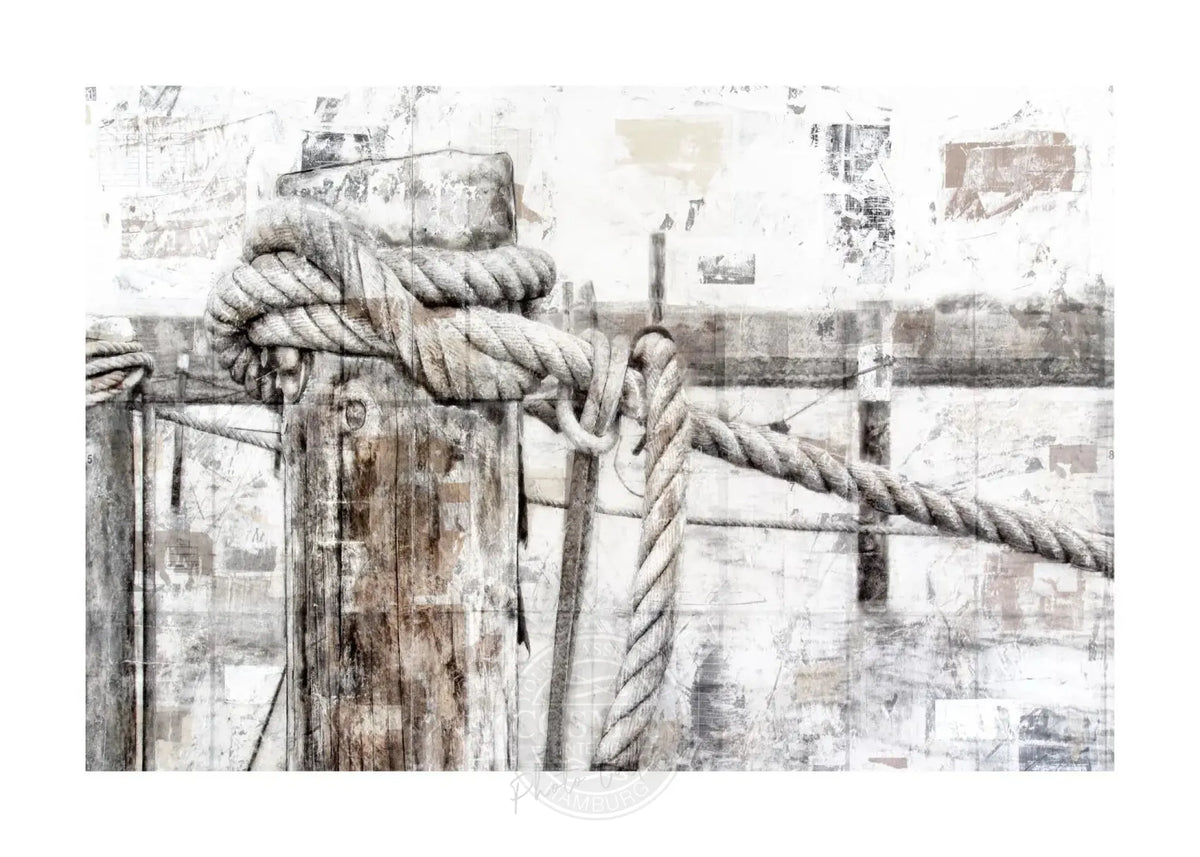 Poster Druck ’Poller’ Sylt von Cosman-Photocollection, weißer Rand, A4-Größe 29,7x21 cm, detailreiche Strand- und Pollerszene