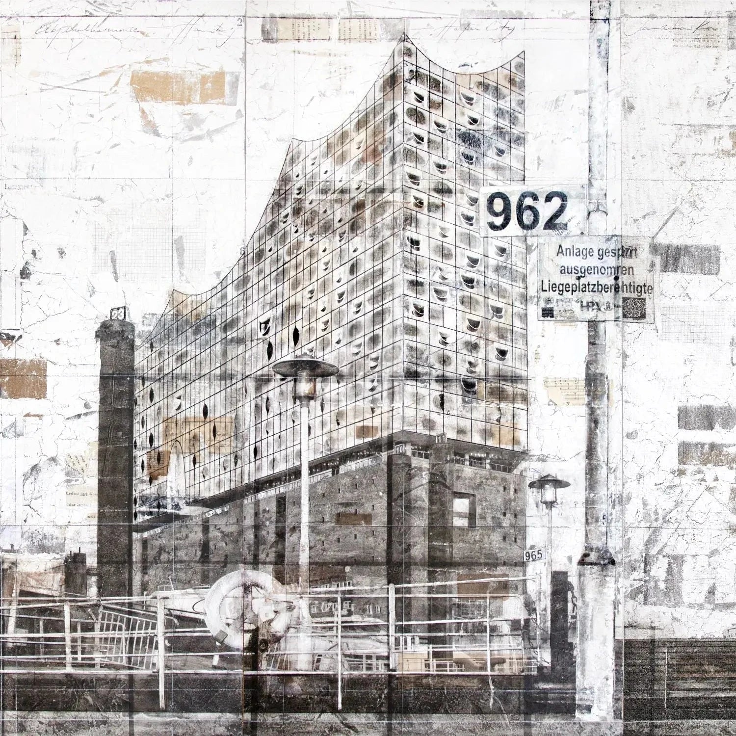 Hochwertiges Poster der Elbphilharmonie Hamburg von Cosman-Photocollection, 40x40 cm, mit weißem Rand, Wanddekoration.
