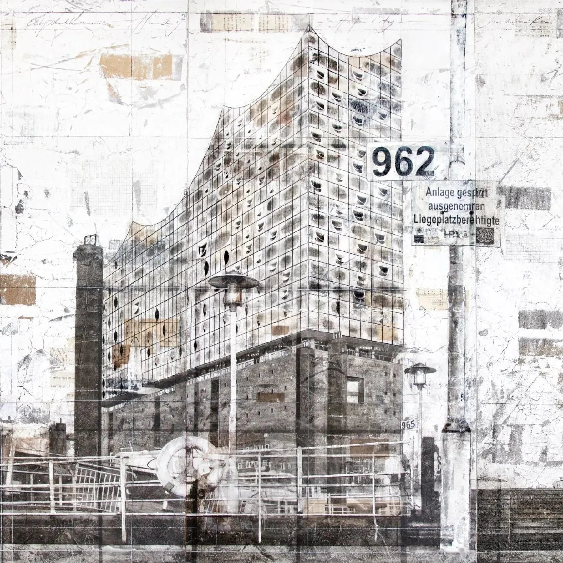 Hochwertiges Poster der Elbphilharmonie Hamburg von Cosman-Photocollection, 40x40 cm, mit weißem Rand, Wanddekoration.