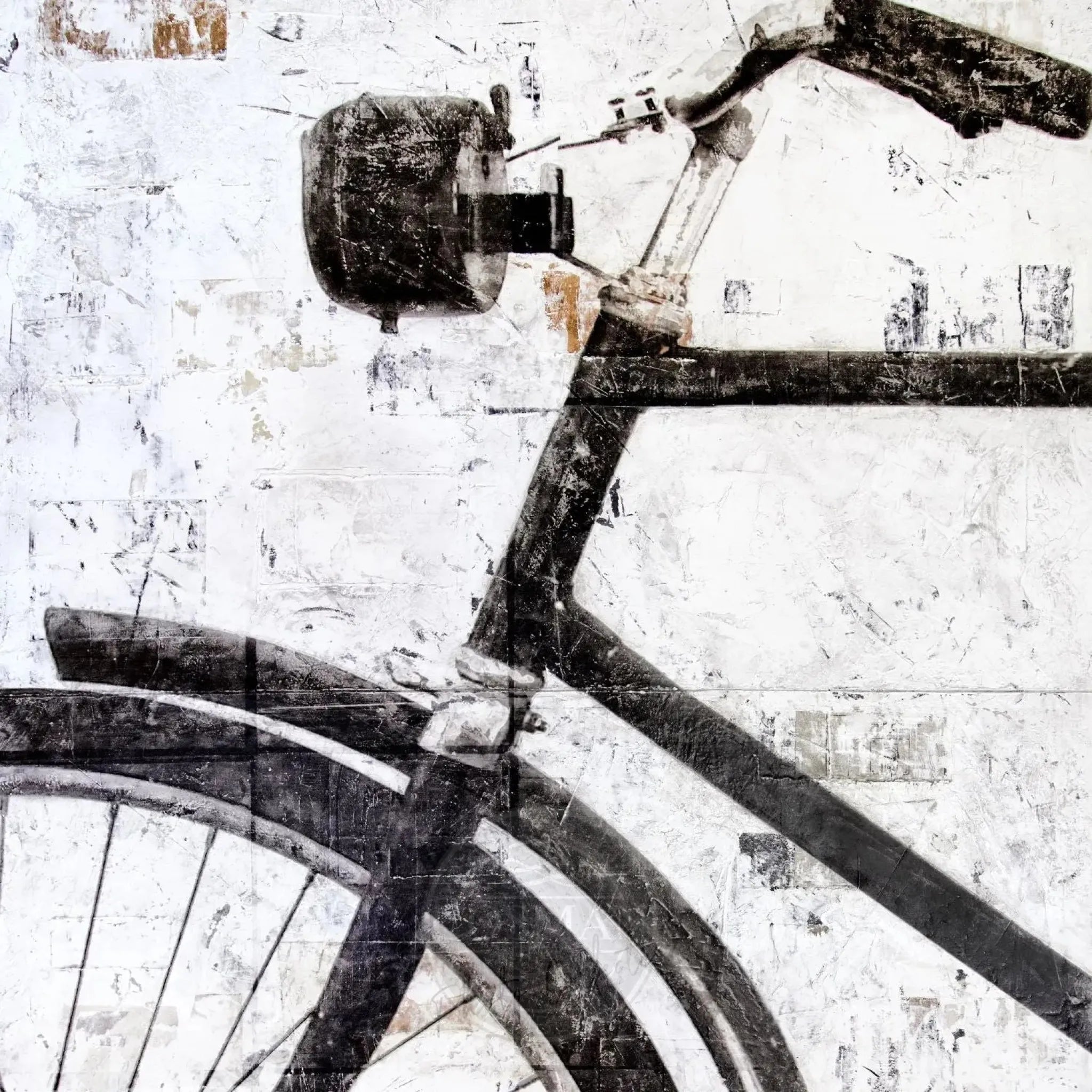Helles Poster von Cosman-Photocollection mit Fahrrad-Motiv, weißem Rand, 40x40cm, hochwertiger Druck für Wanddekoration.
