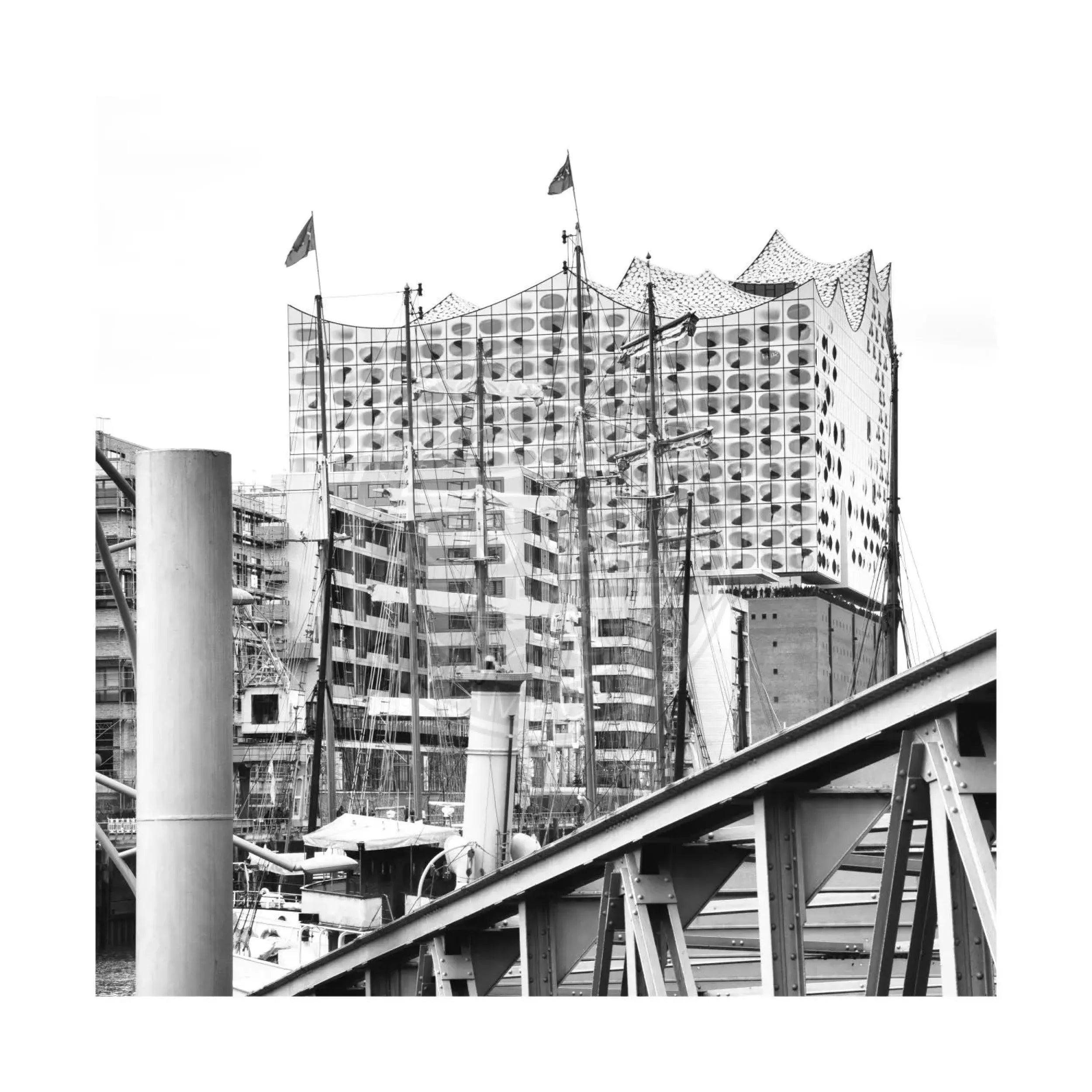 Hamburg ’Elphi’ Poster von Cosman-Photocollection, 40x40cm, hochwertiger Druck mit weißem Rand, modernes Wandbild