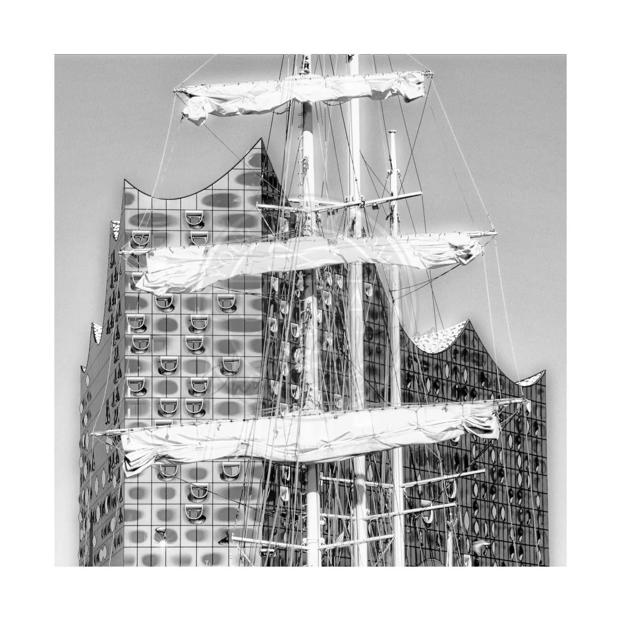Hafen Hamburg Poster von Cosman-Photocollection, 40x40 cm, mit weißem Rand, stimmungsvolles Druckbild des Hamburger Hafens