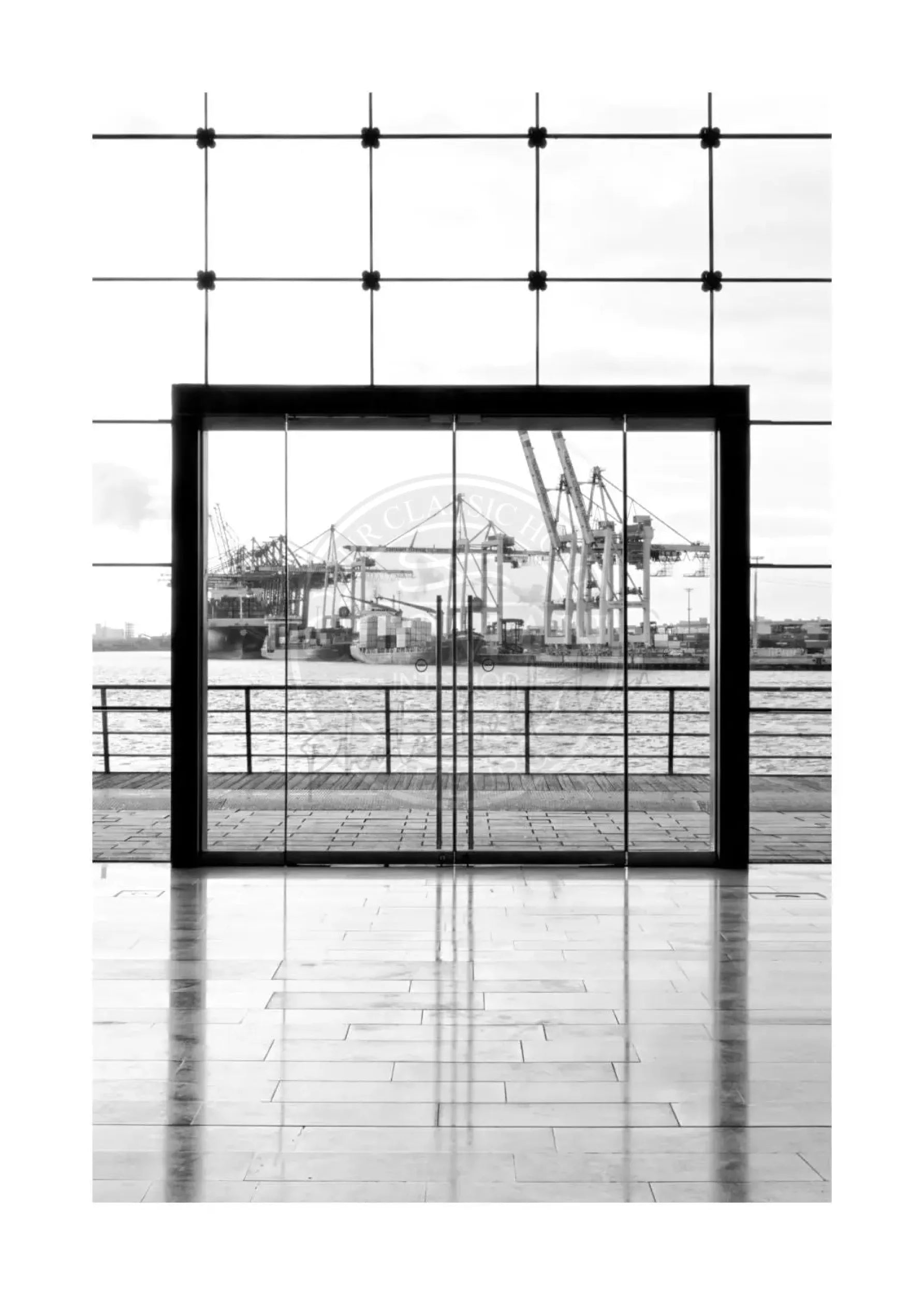 Schwarz-weiß Hamburg Hafen Poster von Cosman-Photocollection, 21x29,7 cm, mit weißem Rand, A4 Druck