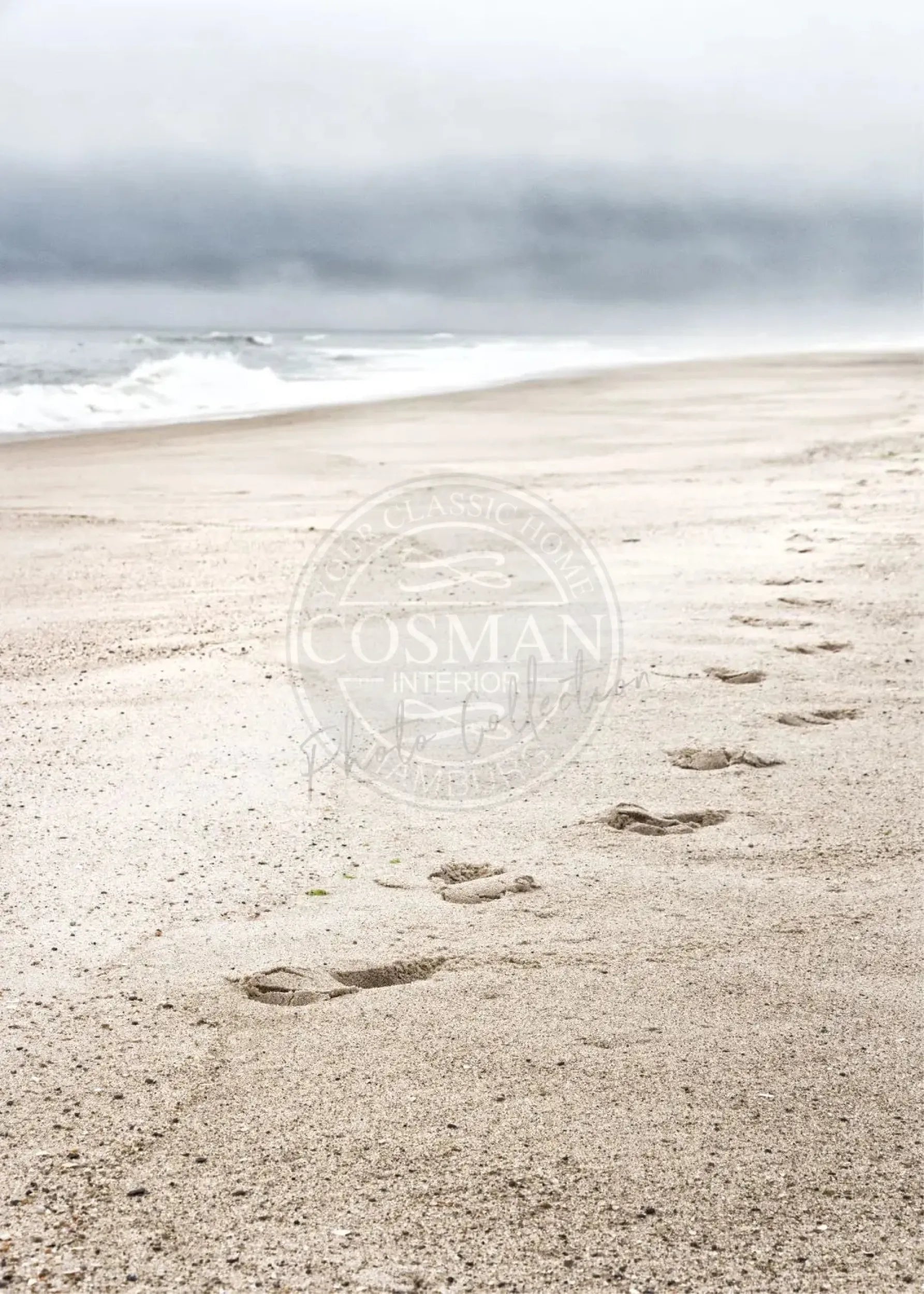 Schwarz-weiß Poster von Cosman-Photocollection, Hamptons Beach auf Long Island, 21x29,7 cm, mit weißem Rand
