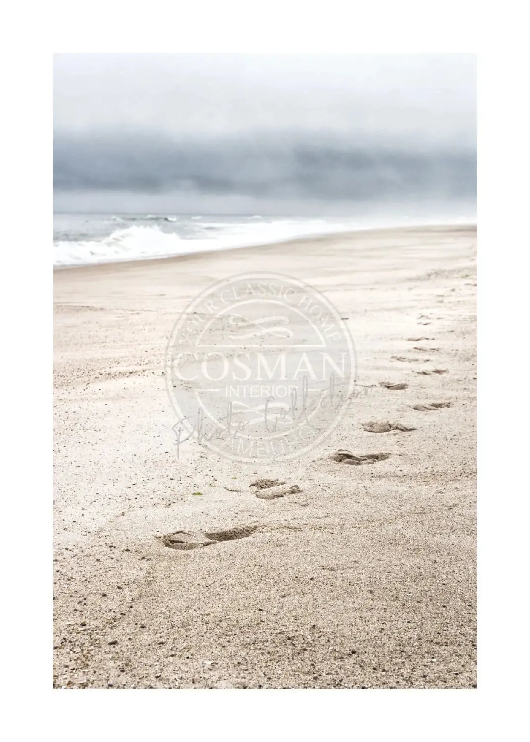 Schwarz-weiß Poster von Hamptons Long Island Beach mit weißem Rand, von Cosman-Photocollection, A4 Größe, 21x29,7 cm