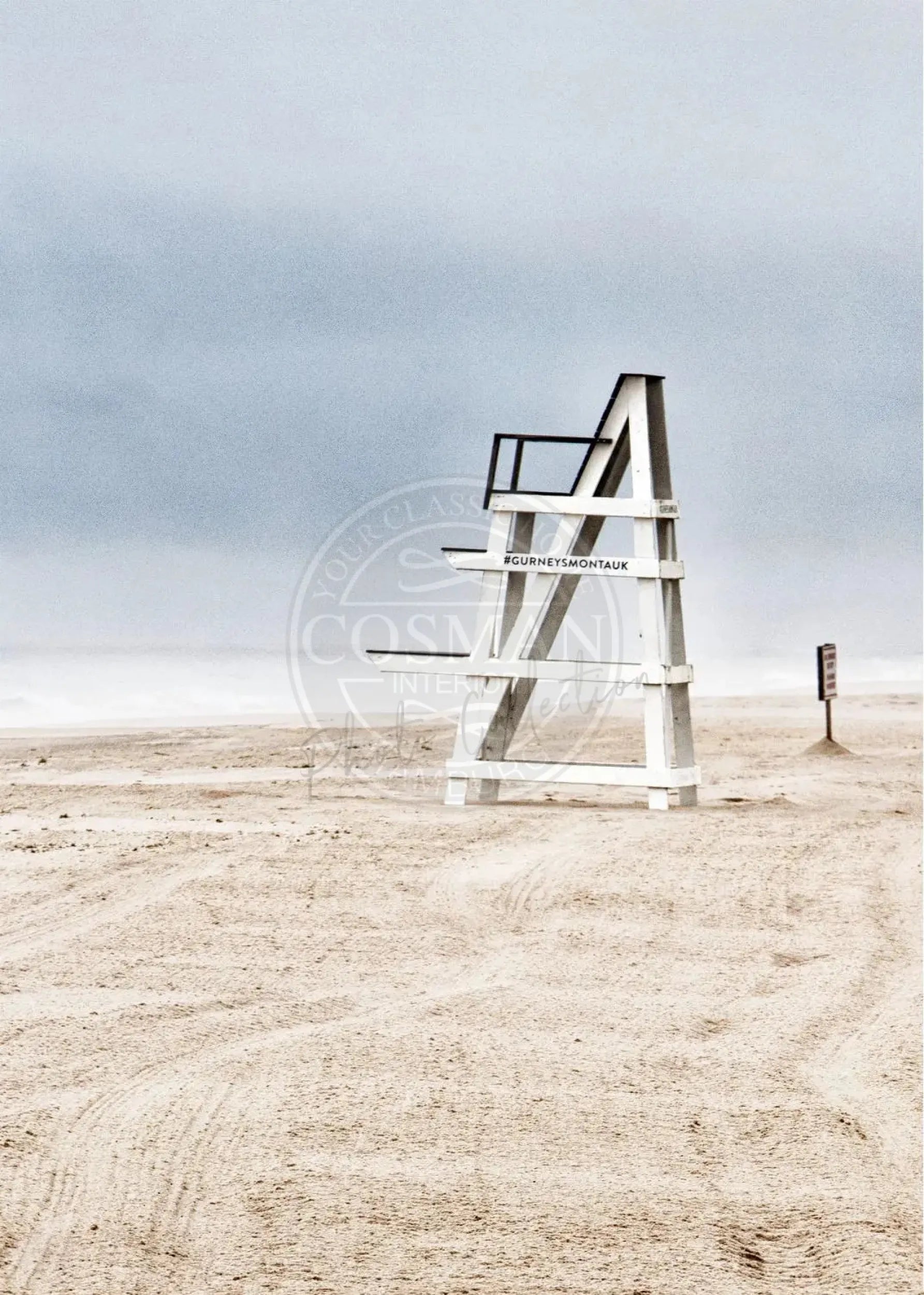 Schwarz-weiß Poster Hamptons Long Island Beach von Cosman-Photocollection, A4-Format, mit weißem Rand, 21x29,7 cm