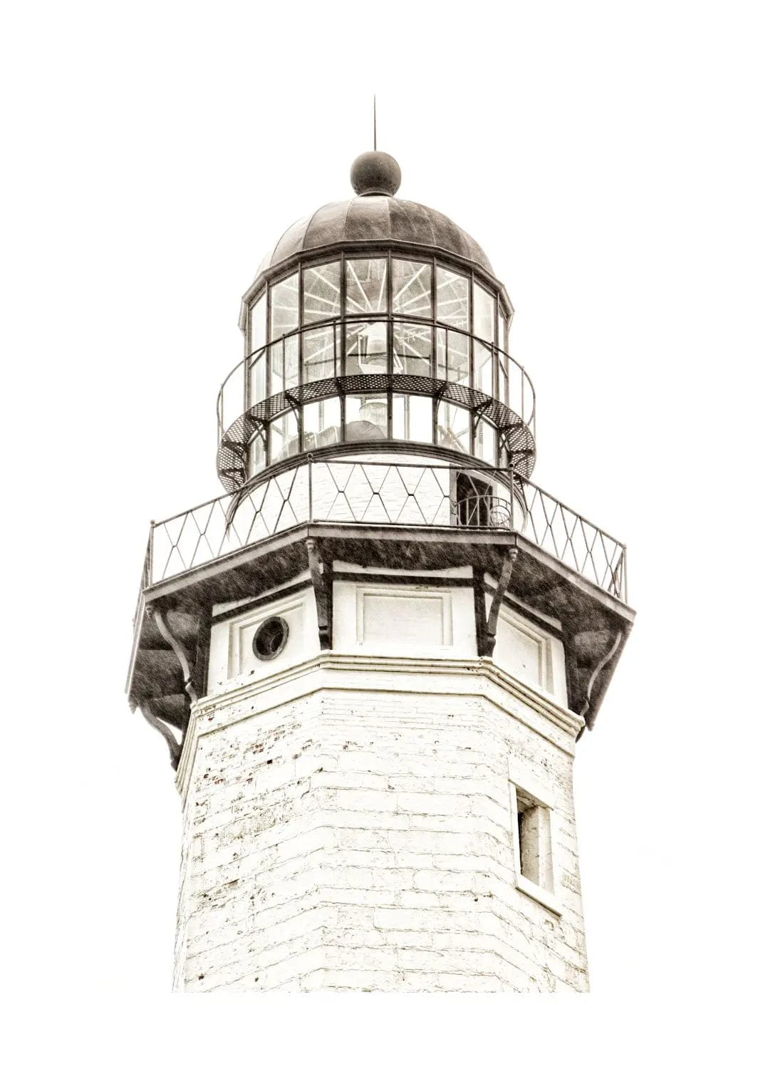 Schwarz-Weiß-Poster Hamptons Montauk Leuchtturm von Cosman-Photocollection, 21x29,7 cm, mit weißem Rand