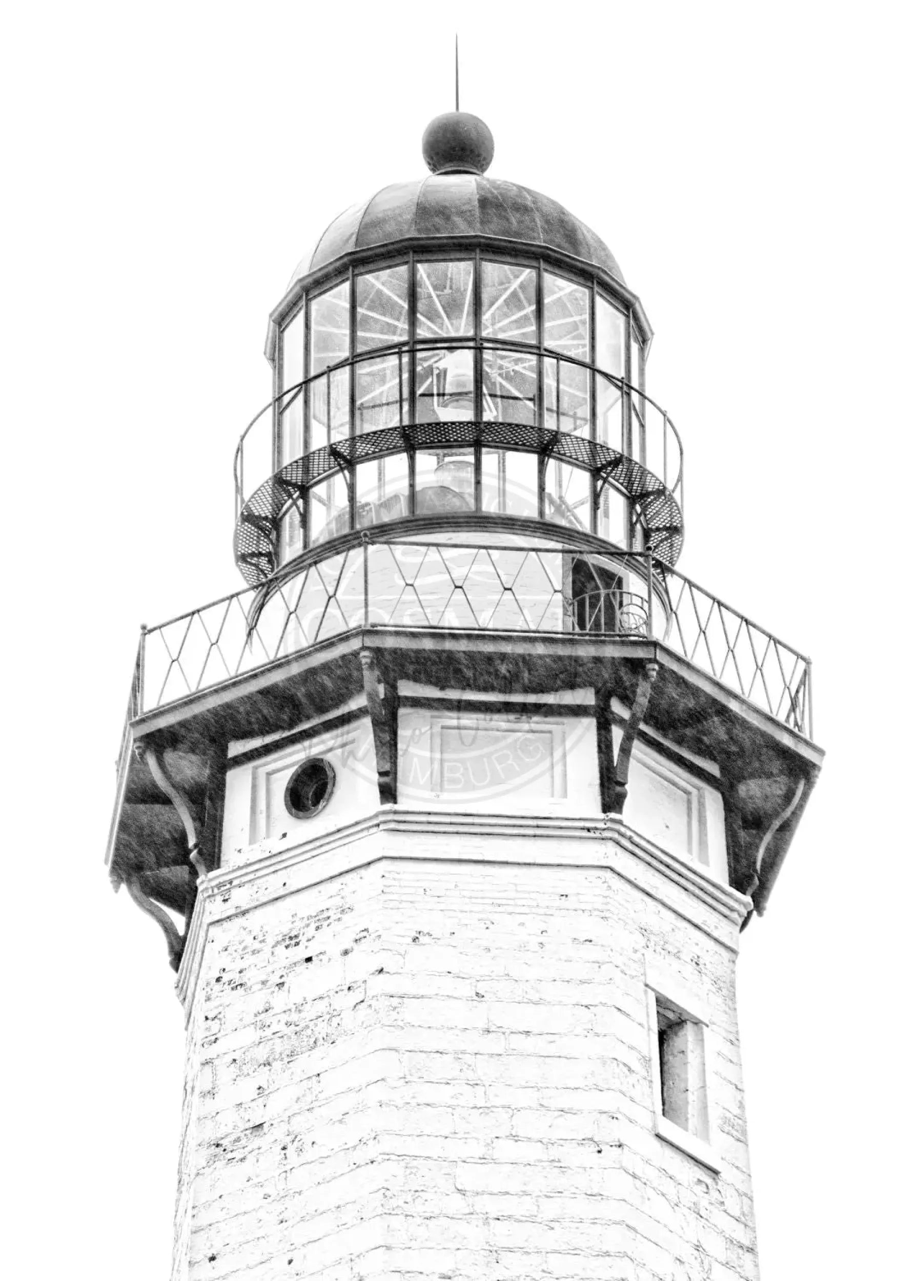 Schwarz-weiß Poster des Leuchtturms in Montauk, Hamptons, von Cosman-Photocollection, A4-Größe, mit weißem Rand