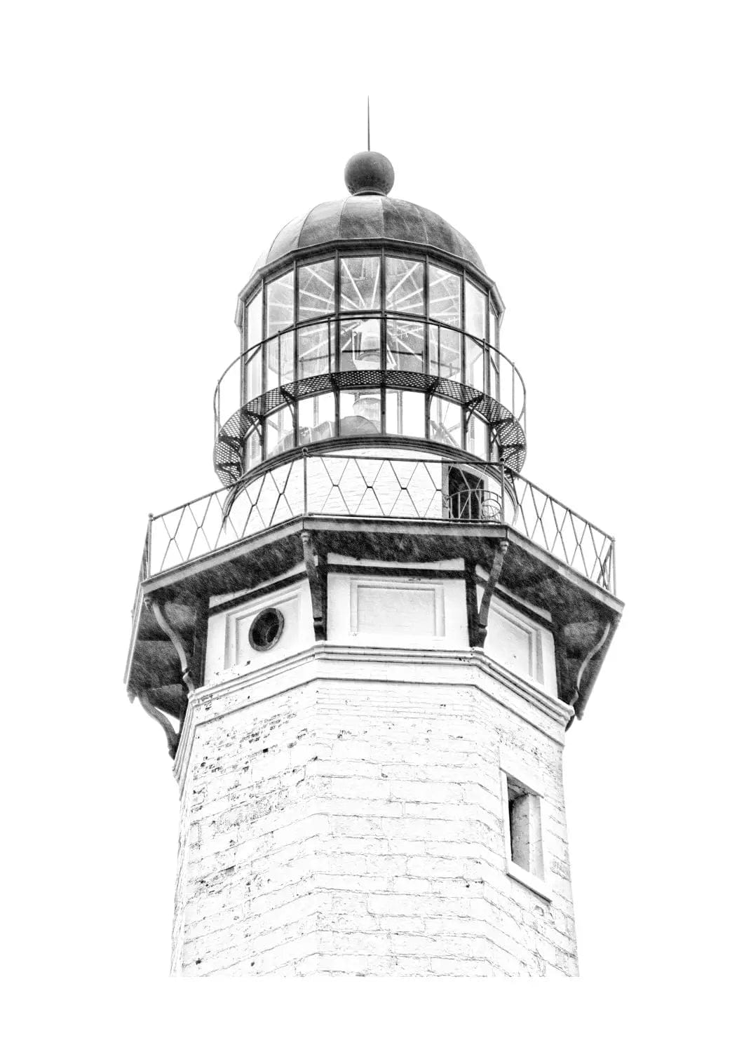 Schwarz-weiß Poster des Leuchtturms in Montauk, Hamptons, von Cosman-Photocollection, A4-Größe, mit weißem Rand.
