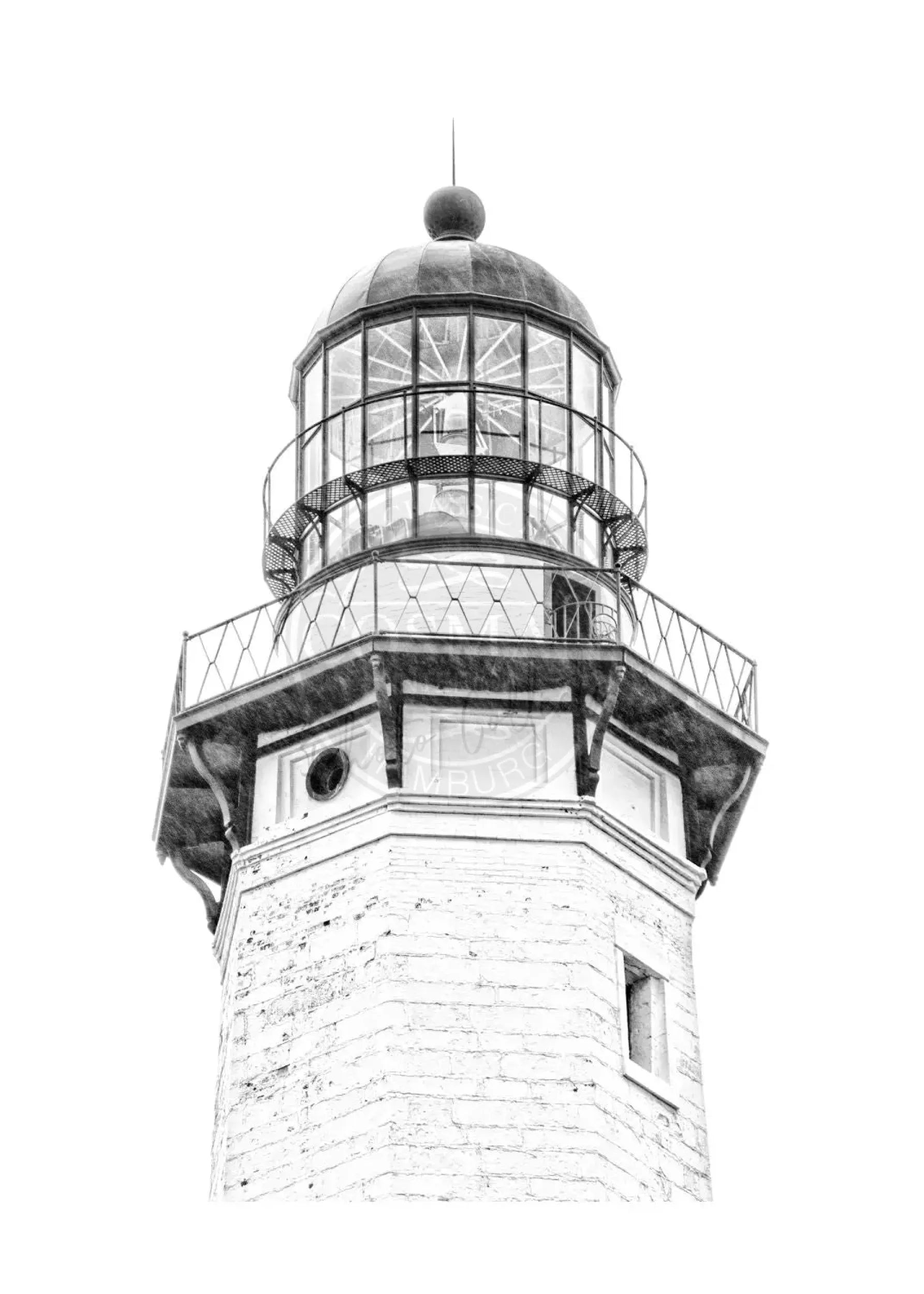 Schwarz-weiß Poster des Leuchtturms in Montauk, Hamptons, von Cosman-Photocollection, A4-Größe, mit weißem Rand.