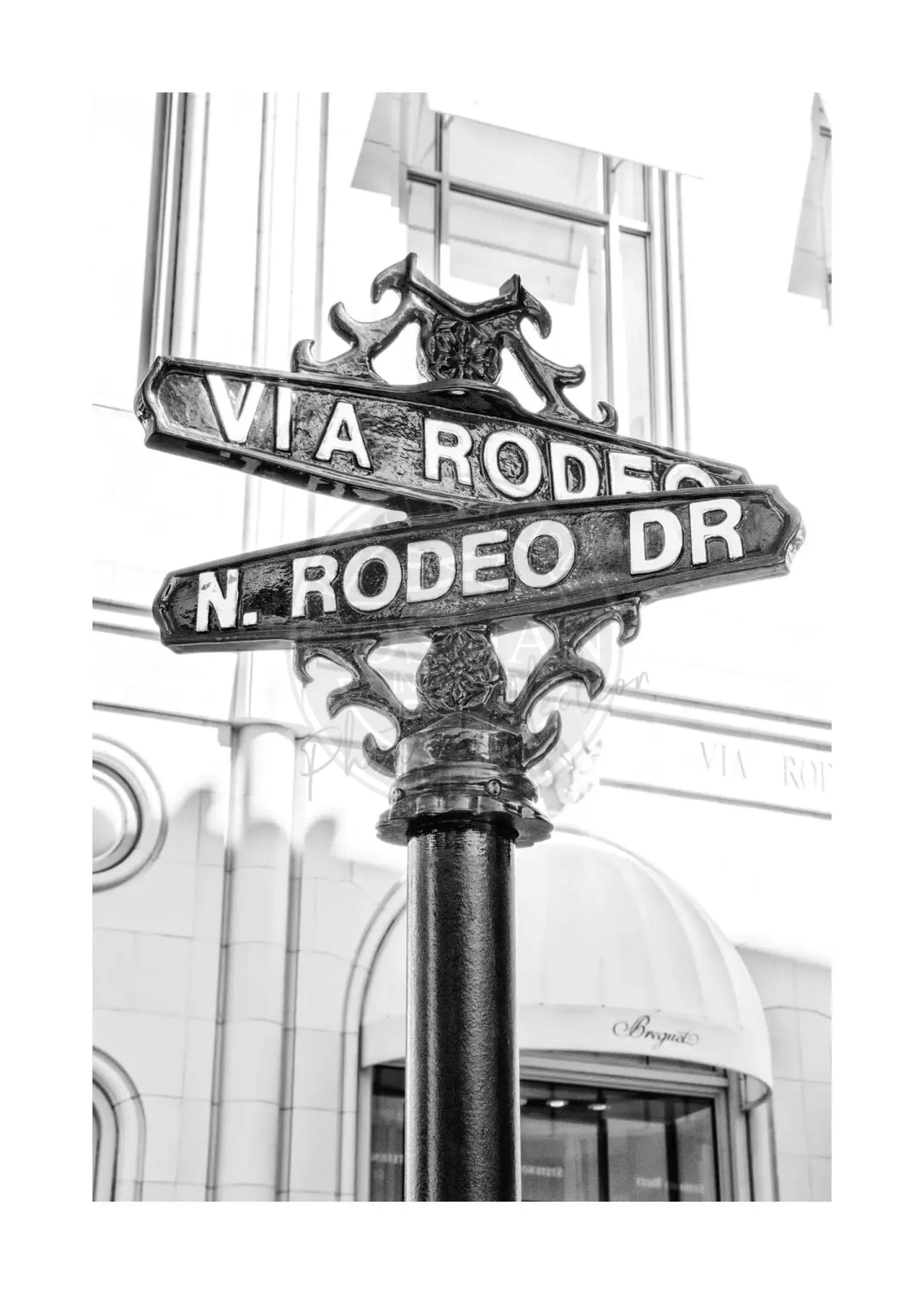 Schwarz-weiß Poster von Beverly Hills Rodeo Drive in Kalifornien, 21x29,7 cm, von Cosman-Photocollection.