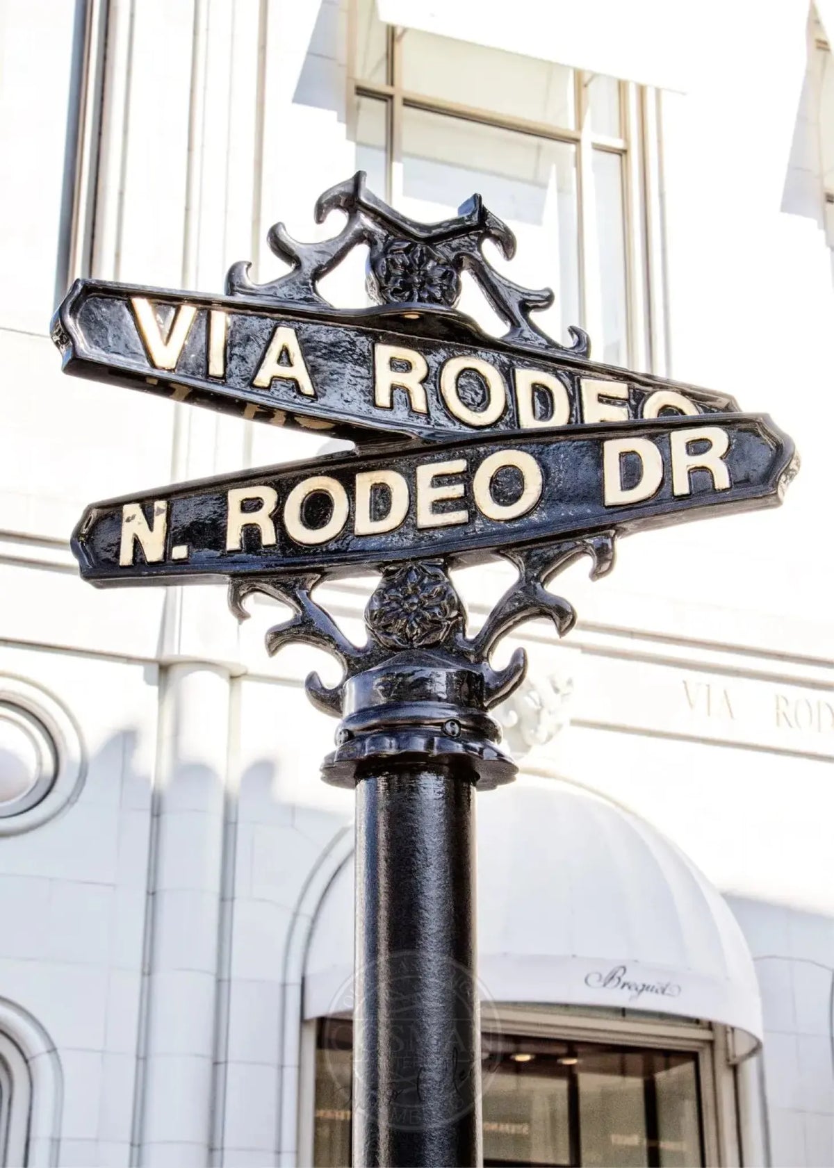 Schwarz-weiß Poster von Beverly Hills Rodeo Drive, 21x29,7 cm, von Cosman-Photocollection, mit weißem Rand, kalifornisches Stadtbild