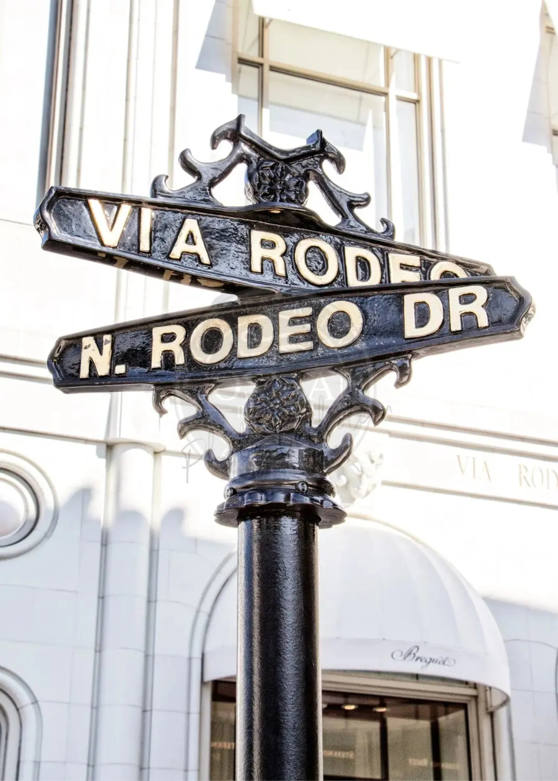 Schwarz-weiß Poster von Beverly Hills Rodeo Drive, 21x29,7 cm, von Cosman-Photocollection, mit weißem Rand, kalifornisches Stadtbild