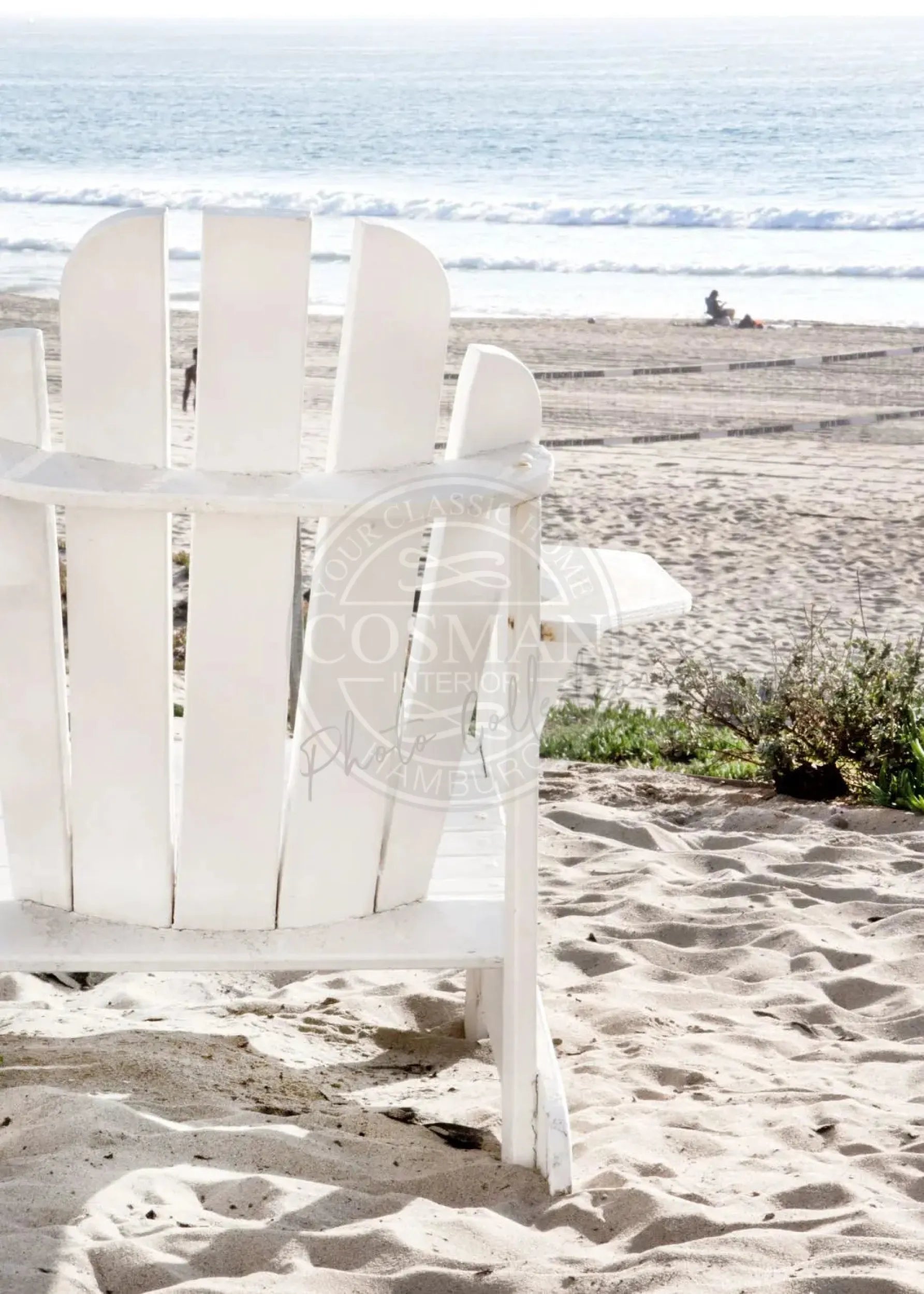 Schwarz-weiß Poster von Kalifornien mit Deckchair-Motiv, 21x29,7 cm, von Cosman-Photocollection, mit weißem Rand