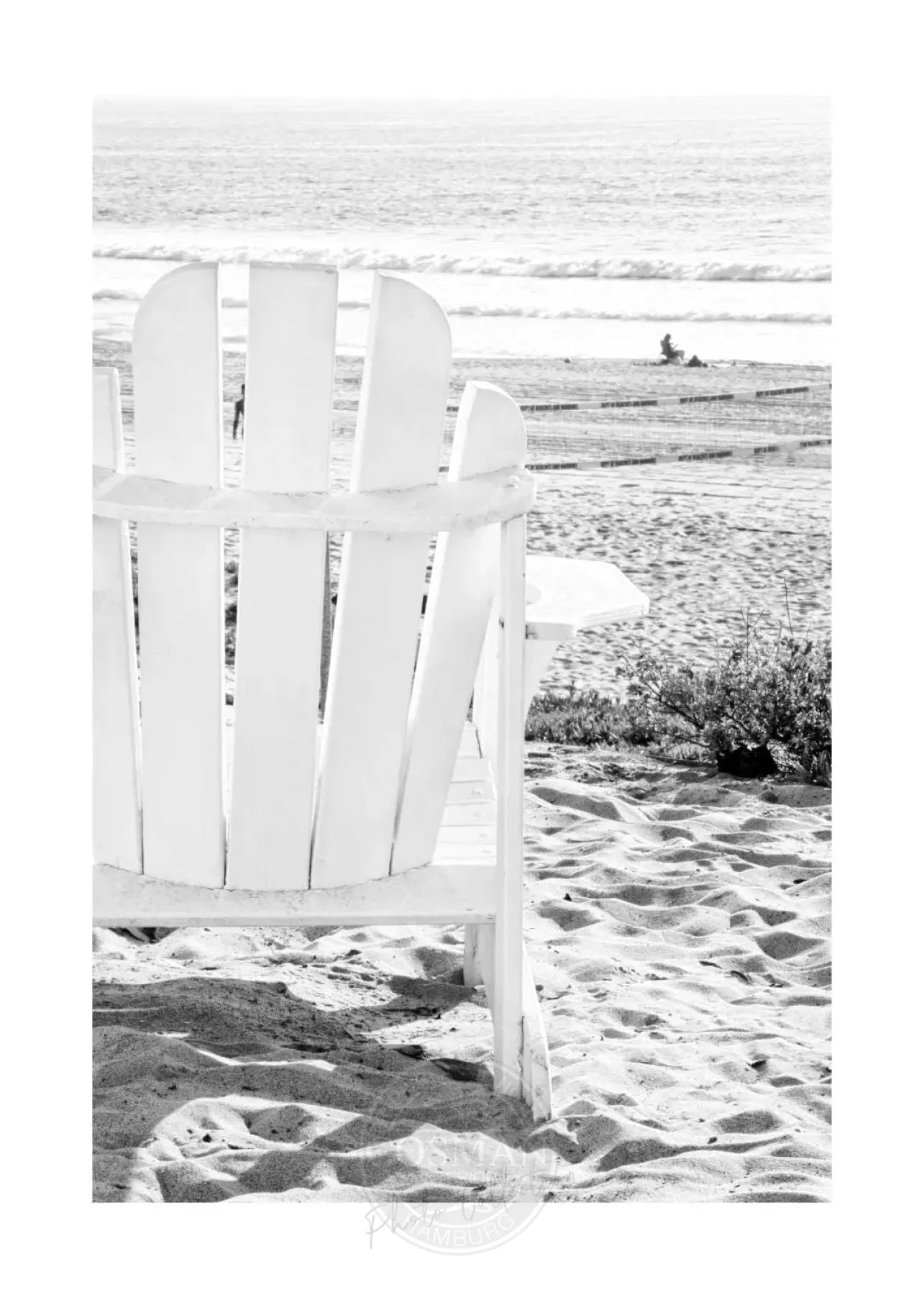 Schwarz-weiß Poster von Kalifornien mit Deckchair-Motiv, 21x29,7 cm von Cosman-Photocollection