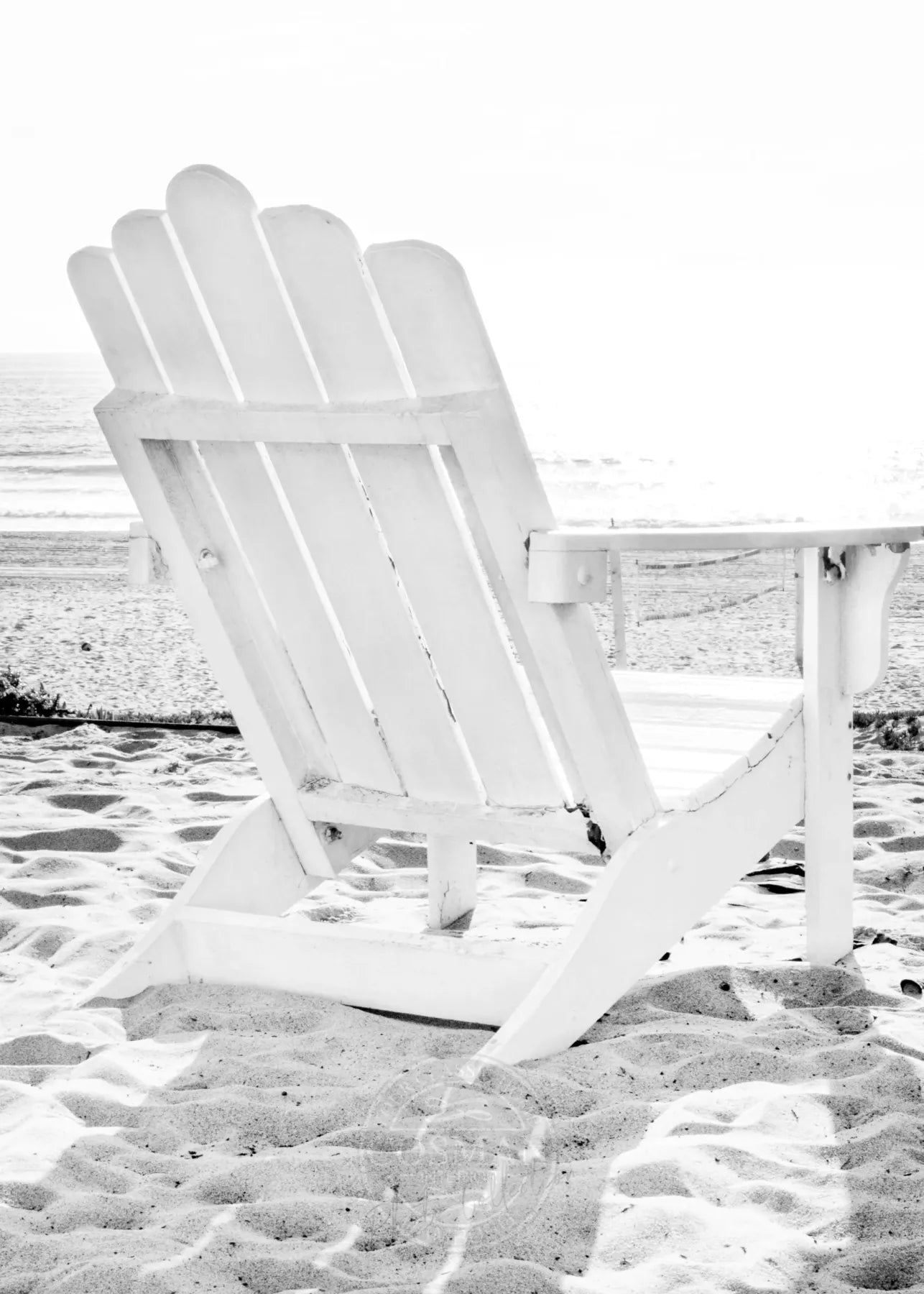 Schwarz-weiß Poster von Kalifornien mit Deckchair, 21x29,7 cm, von Cosman-Photocollection, A4 Druck ohne Rahmen