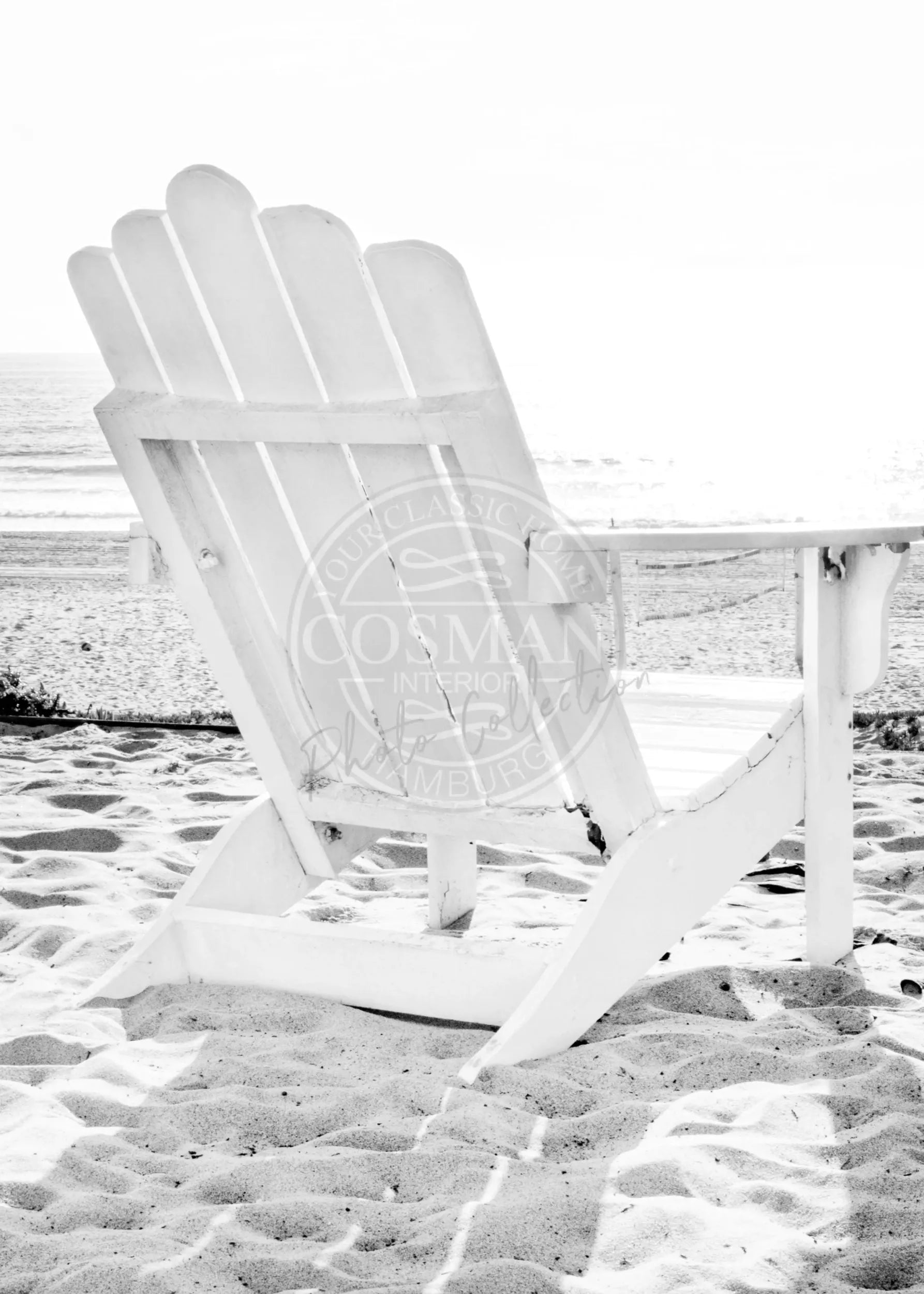 Schwarz-weiß Poster von Kalifornien mit Deckchair, 21x29,7 cm, von Cosman-Photocollection, A4 Druck ohne Rahmen