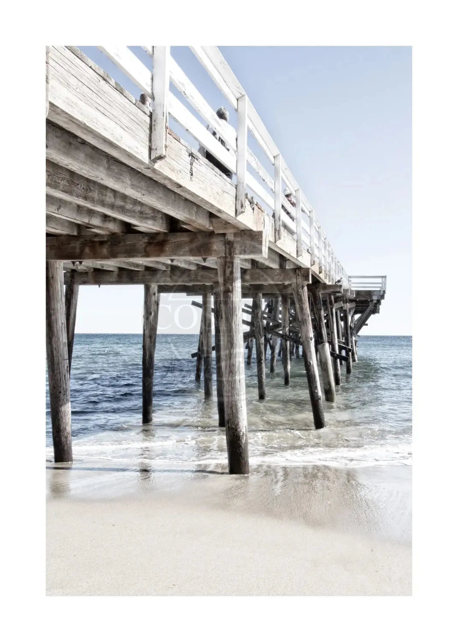 Schwarz-weiß Poster von Malibu Pier in Kalifornien, 21x29,7 cm, von Cosman-Photocollection, mit weißem Rand