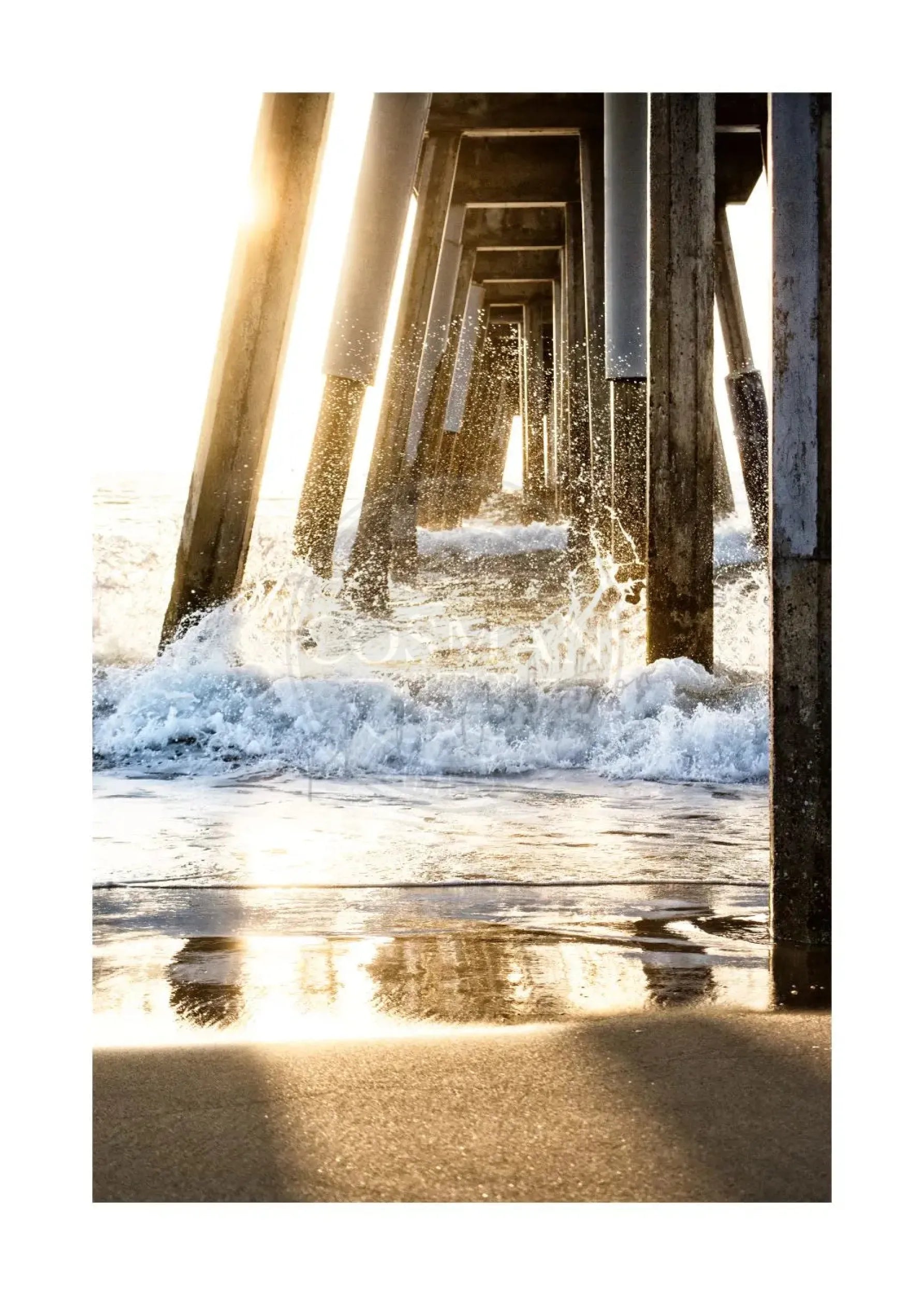 Schwarzweiß-Poster Kalifornien Pier von Cosman-Photocollection, A4-Druck mit weißem Rand, 21x29,7 cm, fotografisches Kunstwerk