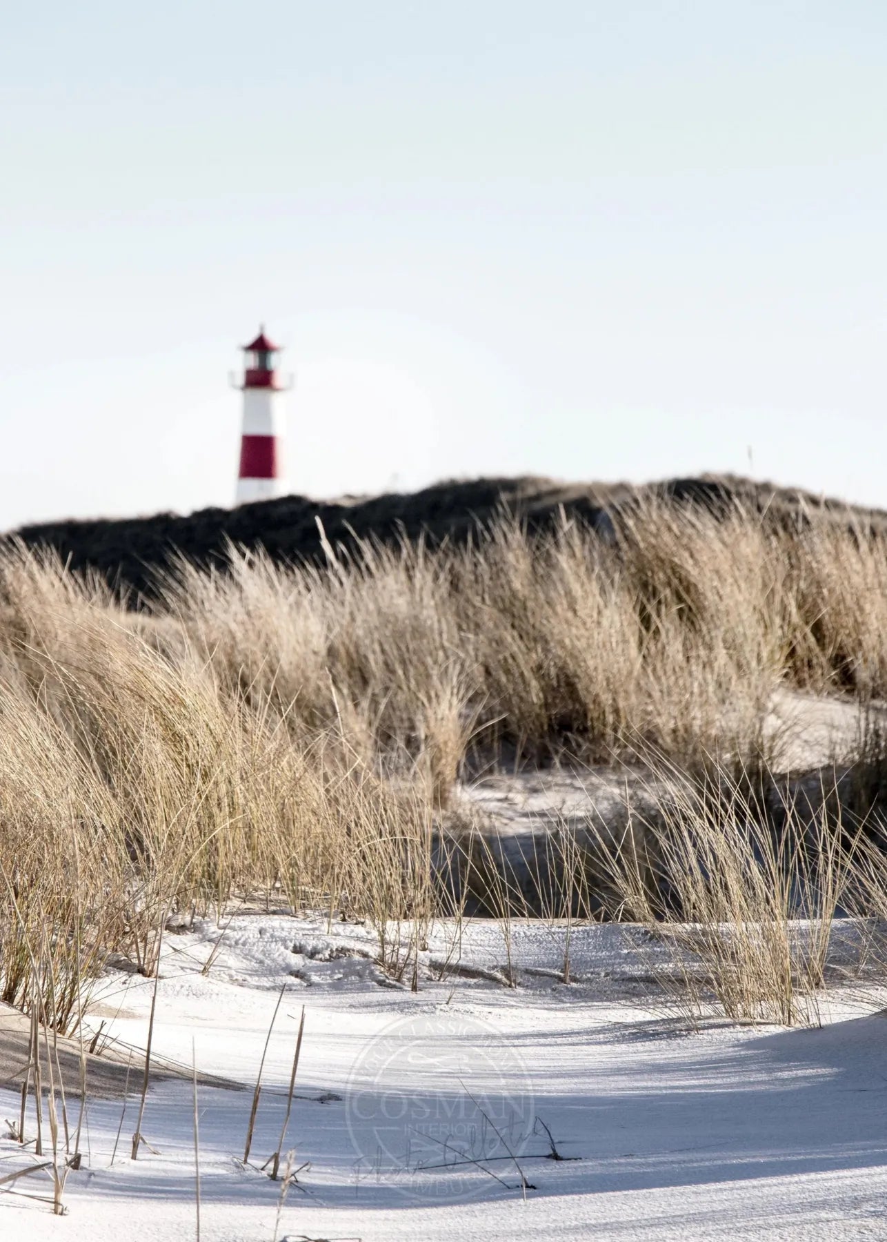 Schwarz-weiß Poster von Sylt mit Dünen, 21x29,7 cm, von Cosman-Photocollection, mit weißem Rand