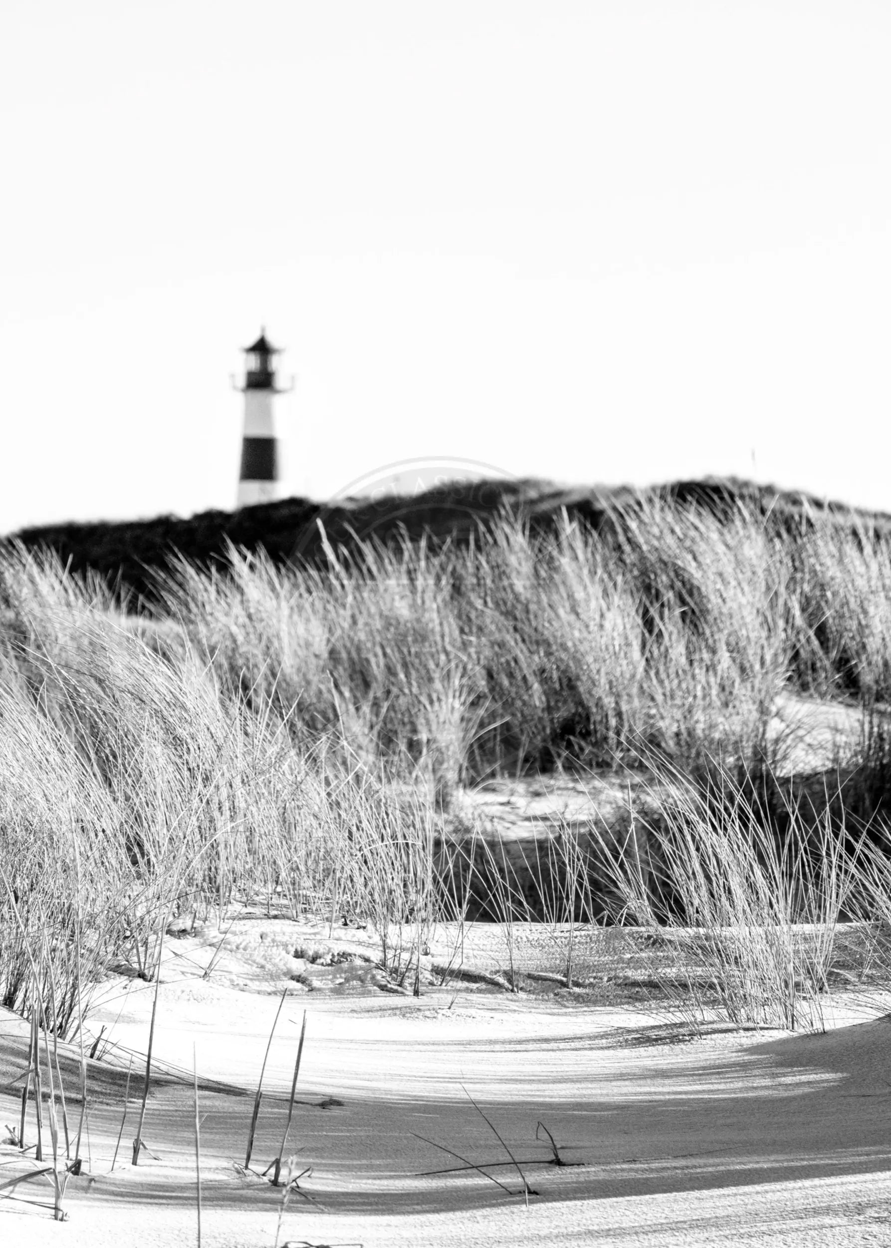 Schwarz-weiß Poster mit Dünen-Szene auf Sylt von Cosman-Photocollection, 21x29,7 cm, mit weißem Rand