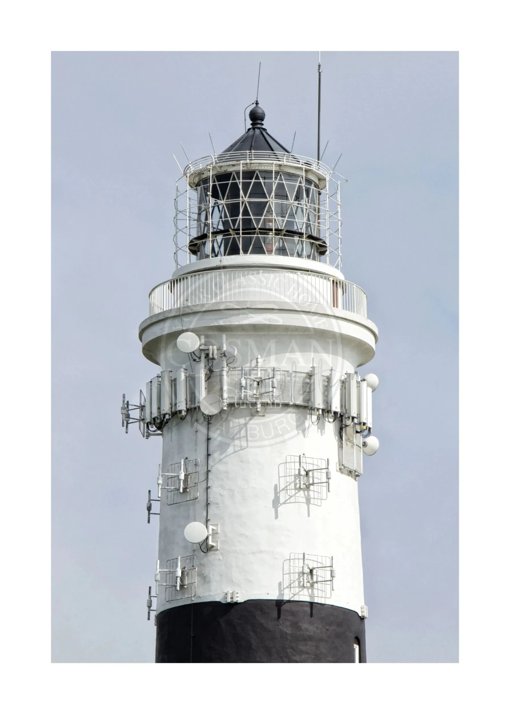 Schwarz-weiß Poster des Leuchtturms auf Sylt bei Kampen, im A4-Format, von Cosman-Photocollection.