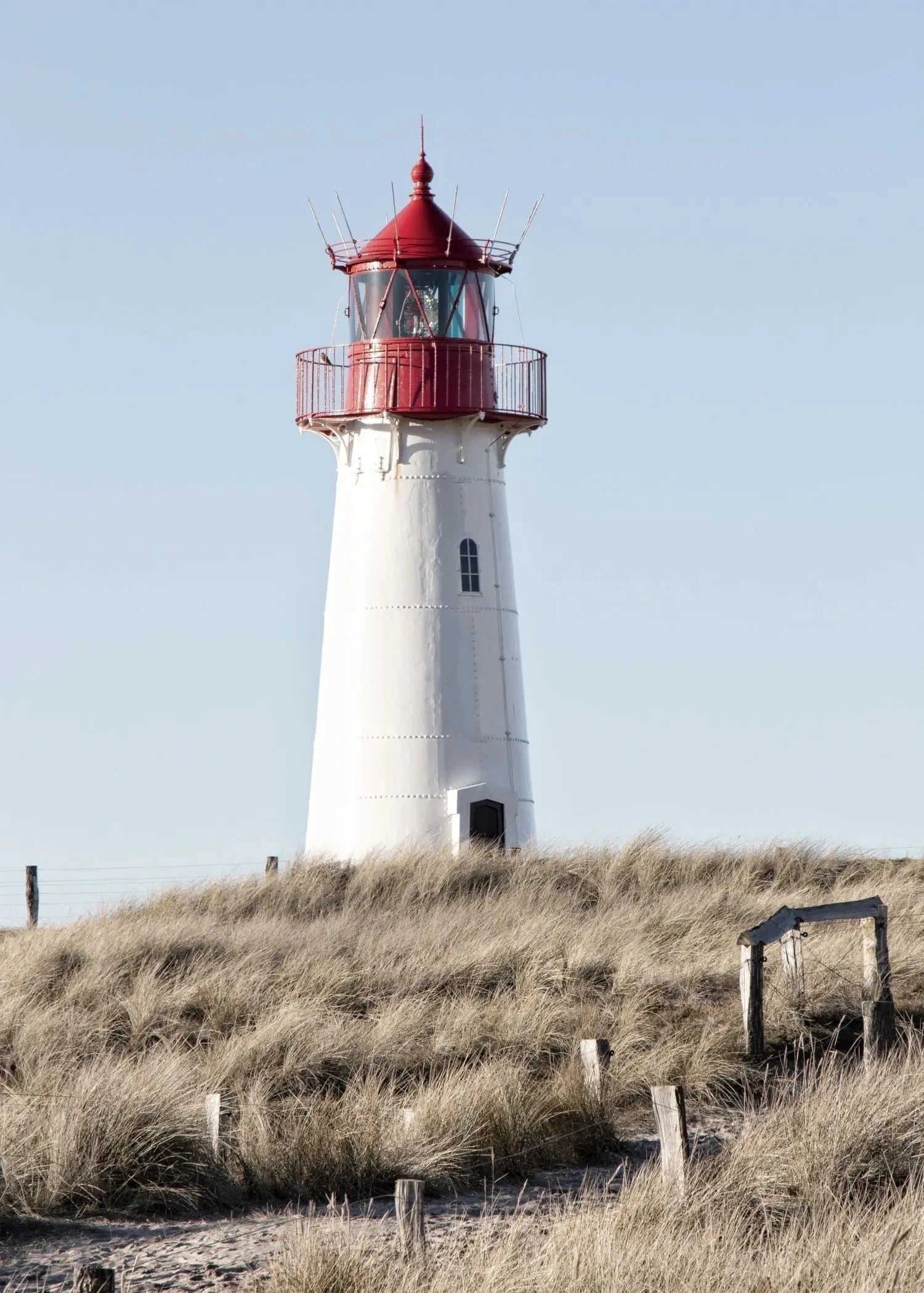 Schwarz-weiß Poster von Sylt mit Leuchtturm List, 21x30 cm, von Cosman-Photocollection, Wanddekoration im A4-Format