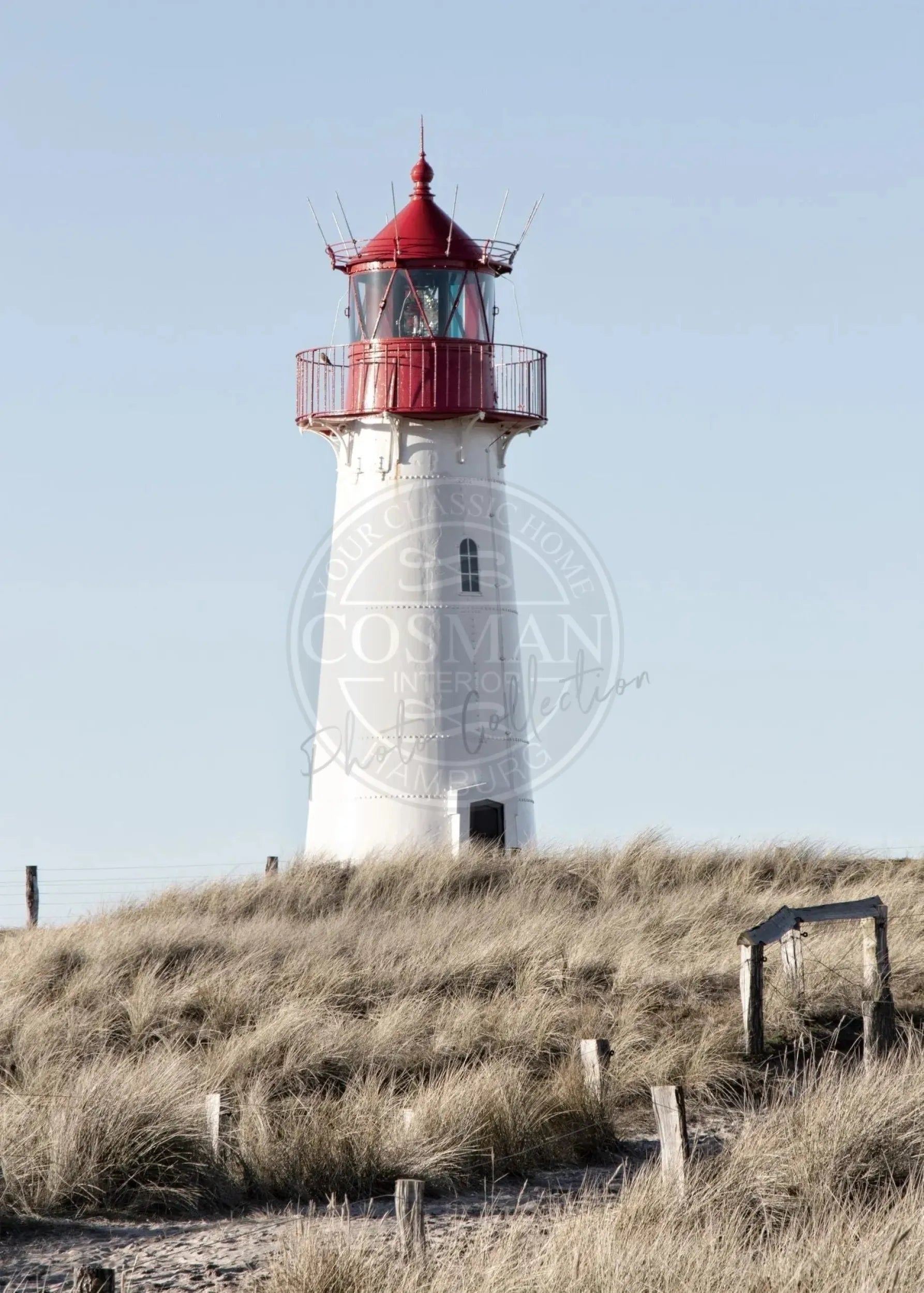 Schwarz-weiß Poster von Sylt mit Leuchtturm List, 21x30 cm, von Cosman-Photocollection, Wanddekoration im A4-Format
