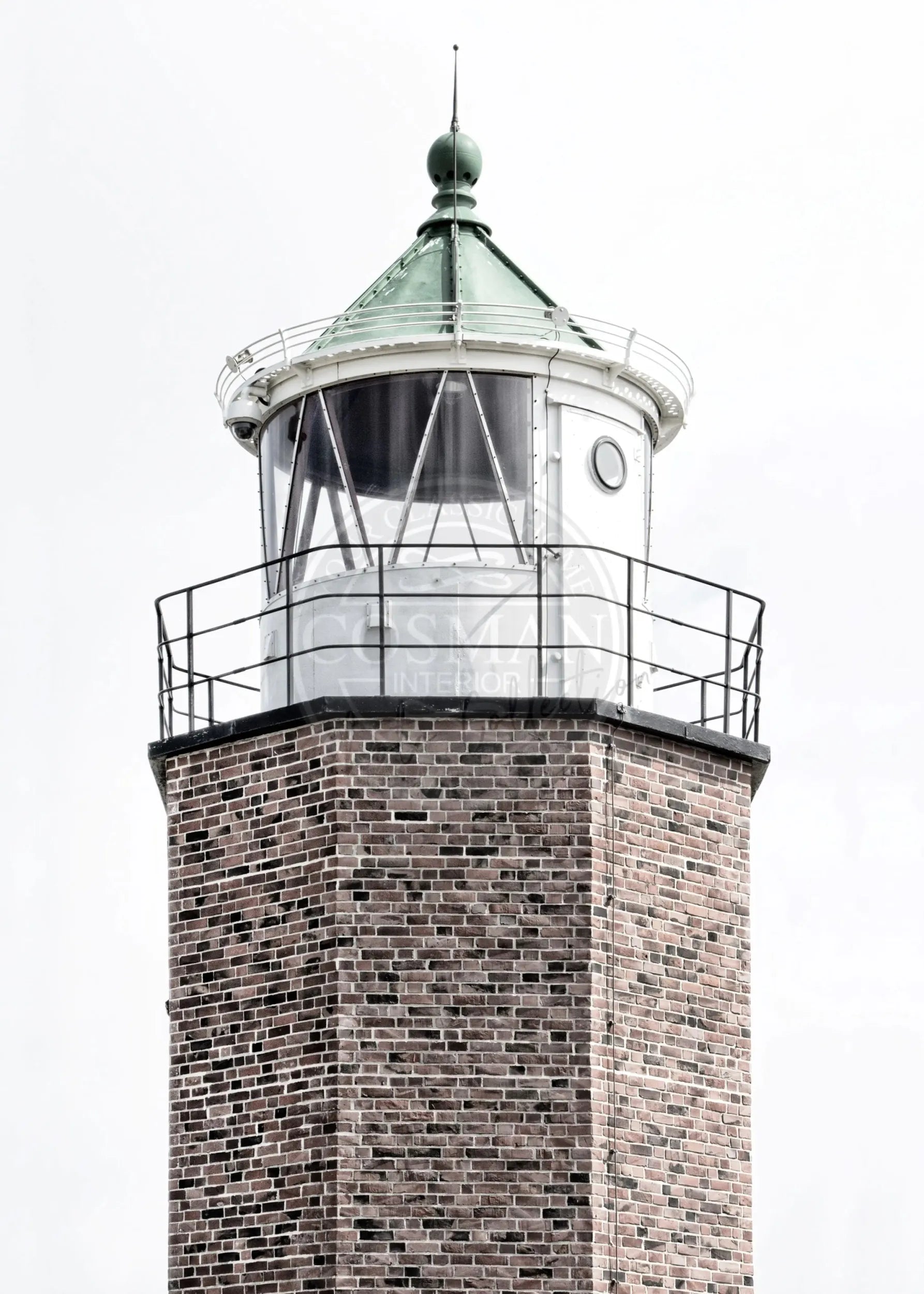 Schwarz-weiß Poster vom Sylt Leuchtturm "Rotes Kliff" mit weißem Rand, A4-Format, von Cosman-Photocollection.