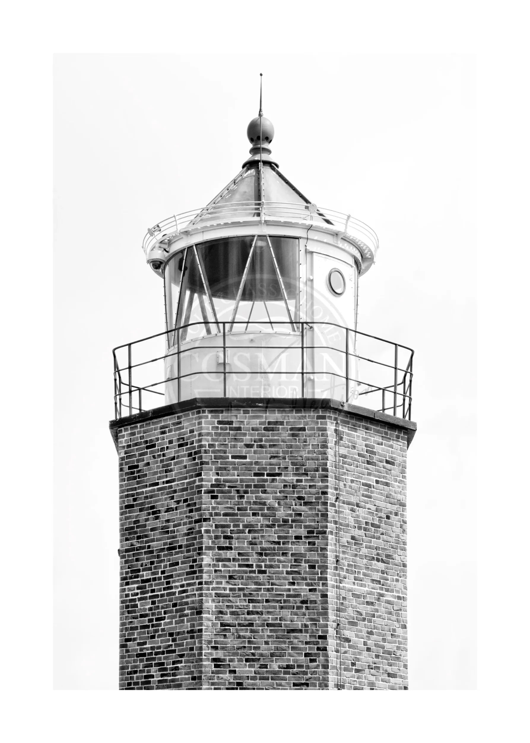 Schwarzer-Weiß-Poster von Sylt Leuchtturm "Rotes Kliff" von Cosman-Photocollection, A4-Größe, mit weißem Rand.