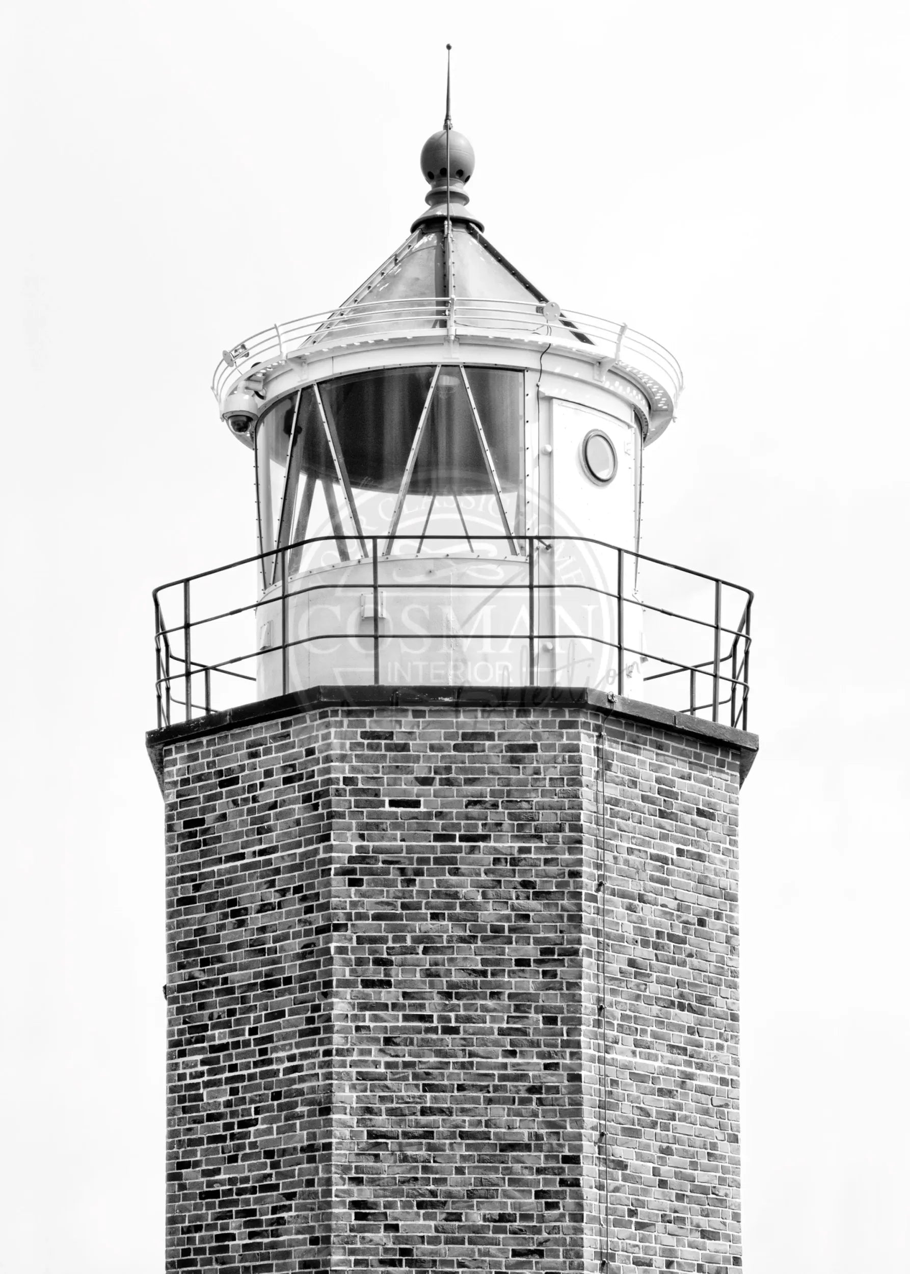 Schwarz-Weiß Poster des Leuchtturms Rotes Kliff auf Sylt von Cosman-Photocollection, A4 Größe, mit weißem Rand.