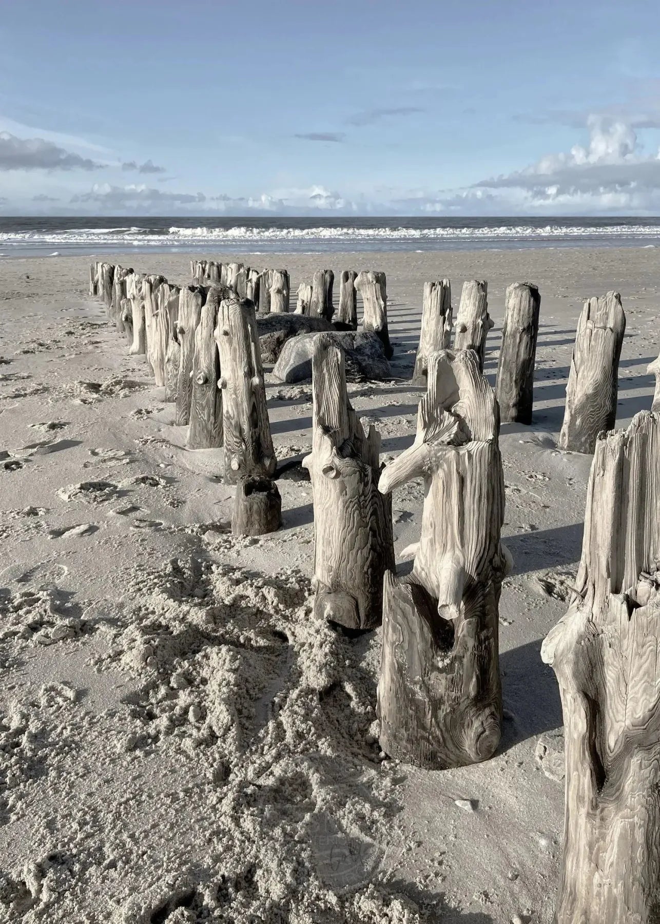Schwarzweiß-Poster vom Strand Sylt, 21x29,7 cm, von Cosman-Photocollection, mit weißem Rand, A4-Format