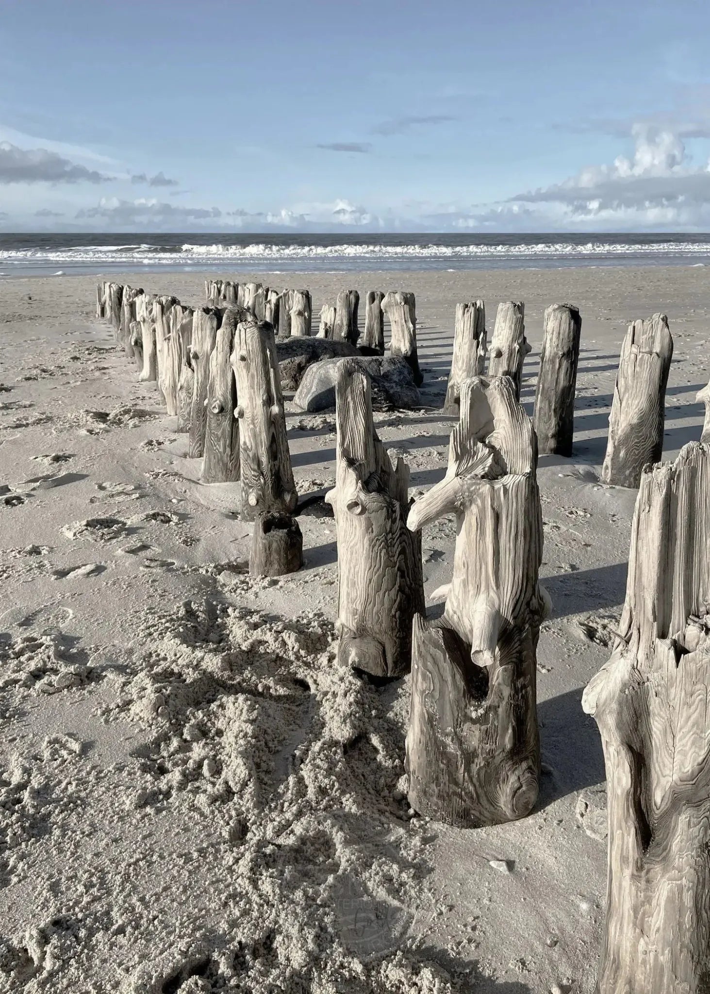 Schwarzweiß-Poster vom Strand Sylt, 21x29,7 cm, von Cosman-Photocollection, mit weißem Rand, A4-Format