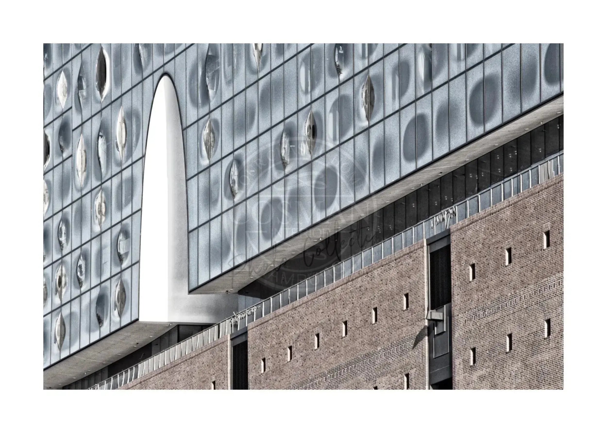 Schwarzweiß-Poster von Hamburg Elphi, A4-Format, von Cosman-Photocollection, mit weißem Rand, Wanddekoration
