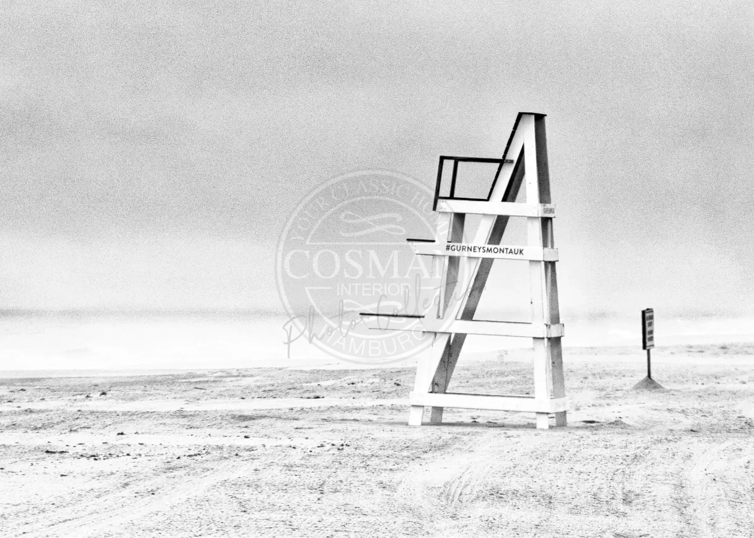 Schwarz-weiß Poster von Cosman-Photocollection mit Strandbild Hamptons Long Island, 29,7x21cm, mit weißem Rand