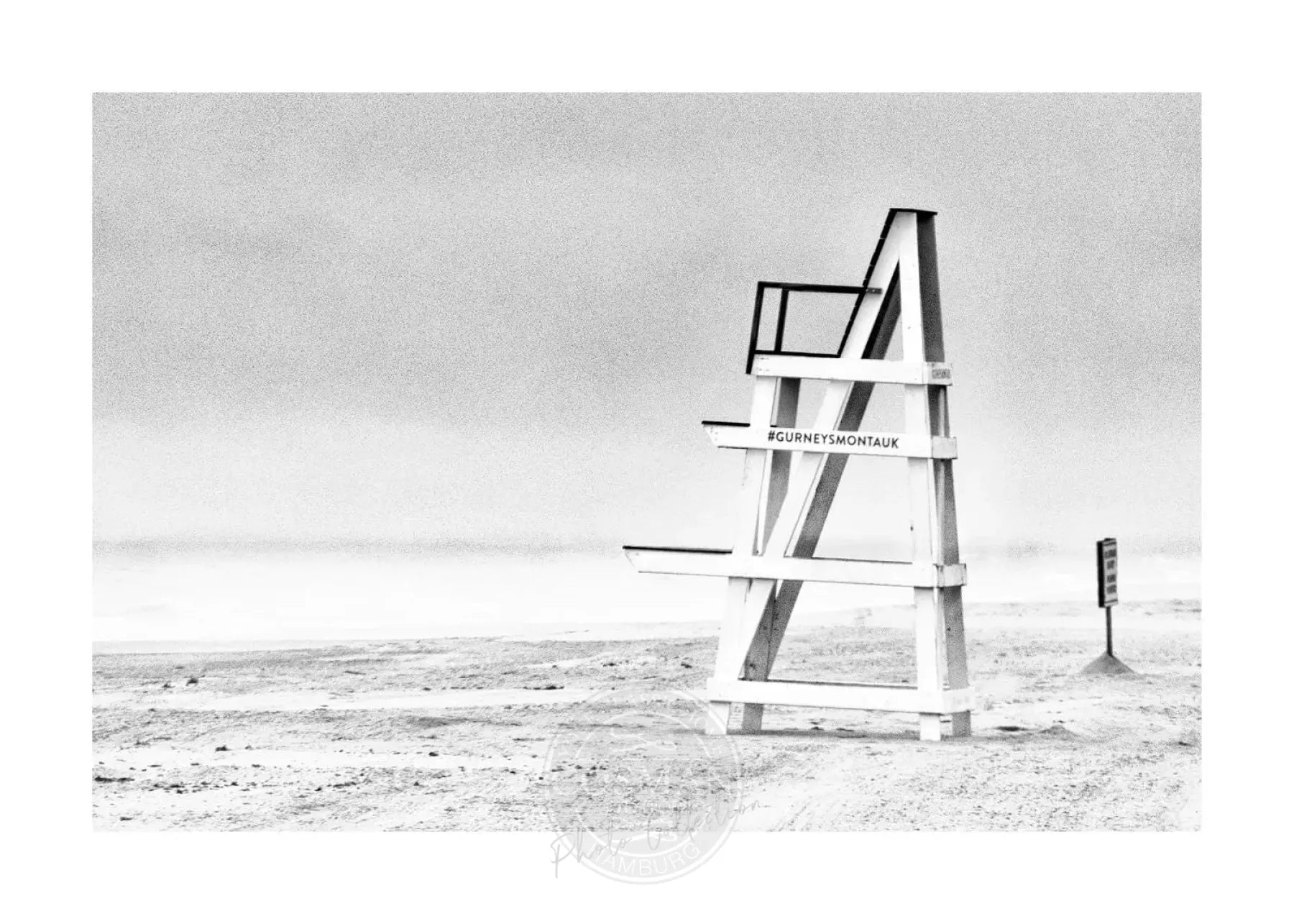 Schwarz-weiß Poster, Hamptons Long Island Strand, Cosman-Photocollection, A4-Format, mit weißem Rand