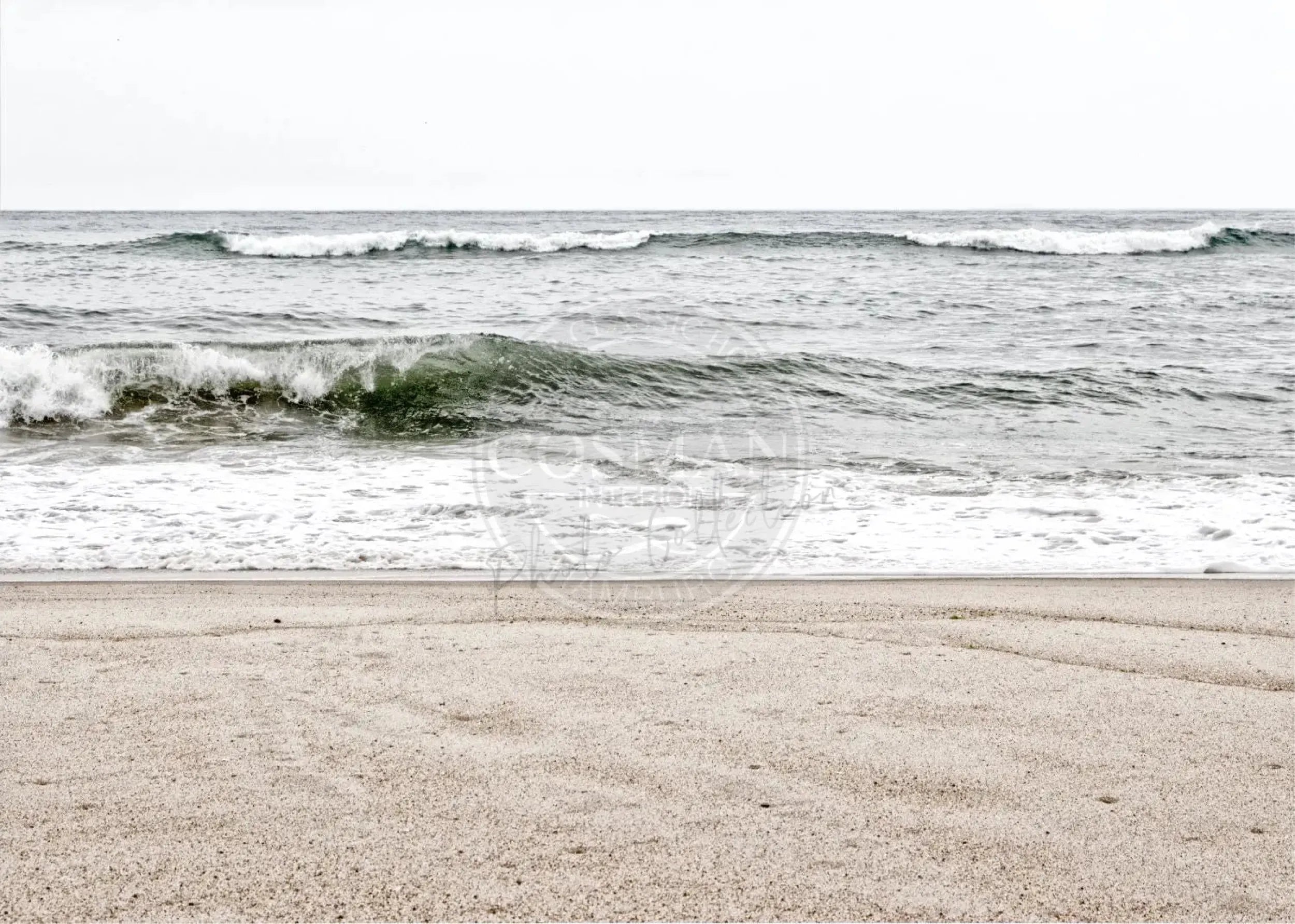 Schwarz-Weiß-Poster Hamptons Long Island ’Ocean’ von Cosman-Photocollection, A4-Größe mit weißem Rand, Meereslandschaft