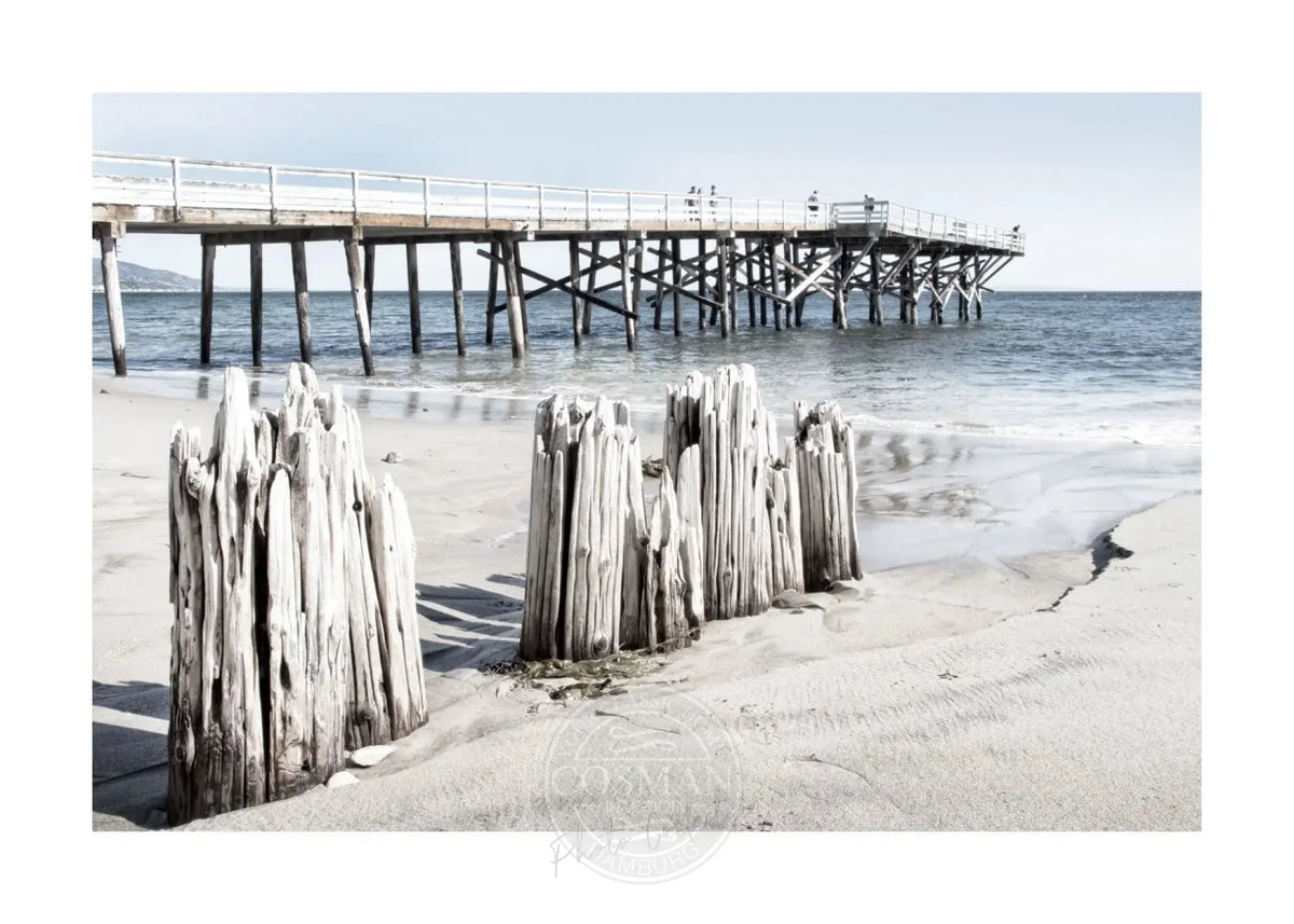 Schwarz-weiß-Poster von Malibu Beach in Kalifornien, 29,7 x 21 cm, von Cosman-Photocollection.